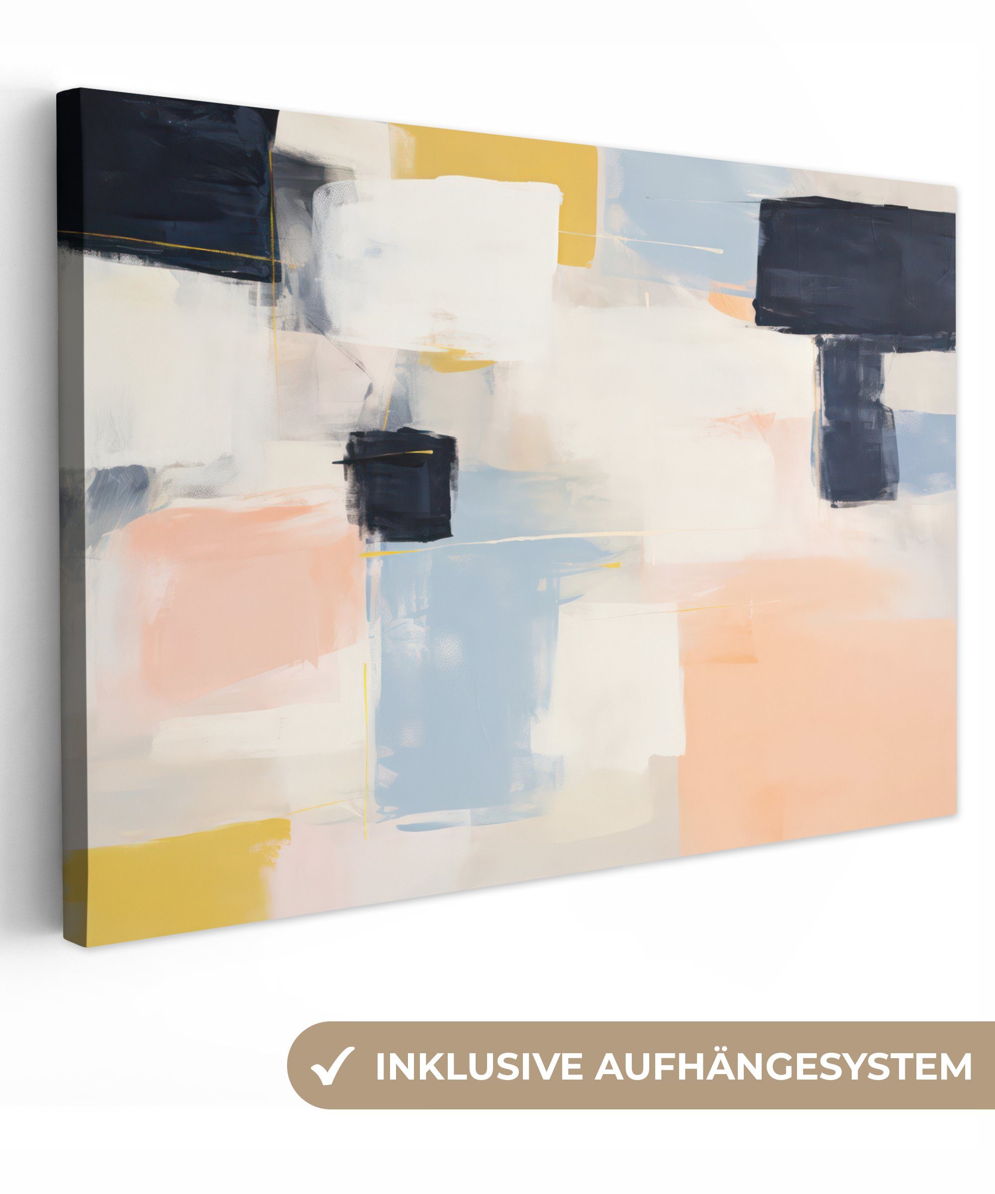 OneMillionCanvasses® Leinwandbild Kunst - Weiß - Abstrakt - Modern, (1 St), Wandbild Leinwandbilder, Aufhängefertig, Wanddeko, 30x20 cm