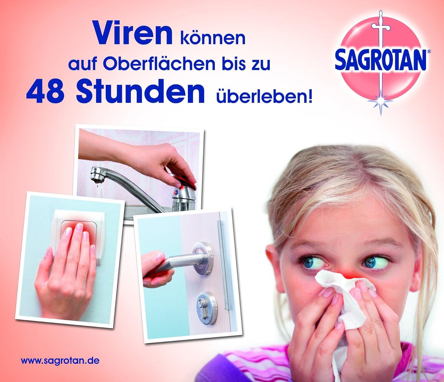 SAGROTAN Hygiene-Pumpspray 10 x 250ml Oberflächen-Desinfektionsmittel (XXL-Vorratspack, [10-St)