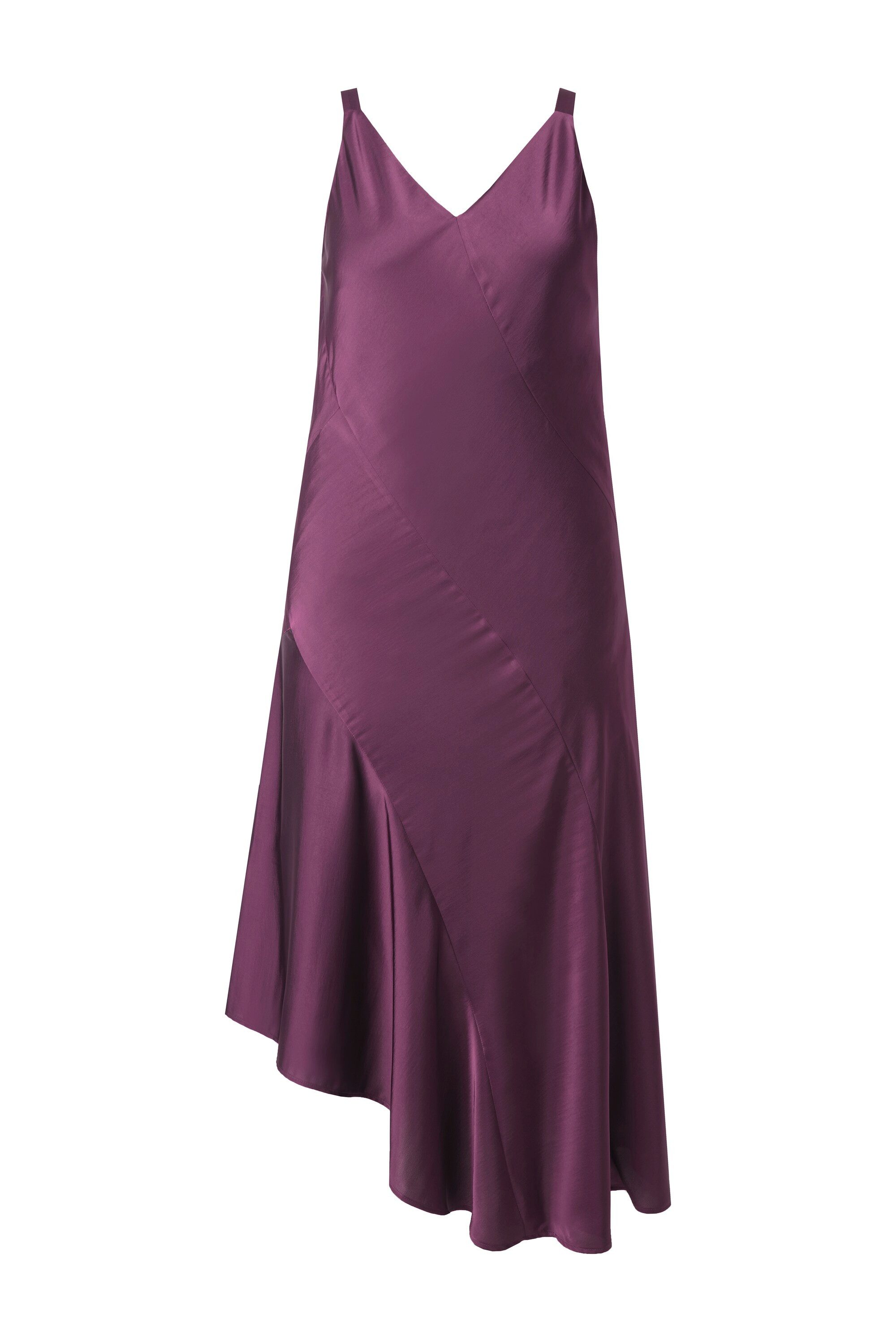 Ulla Popken Cocktailkleid Satin-Maxikleid A-Linie V-Ausschnitt ärmellos günstig online kaufen