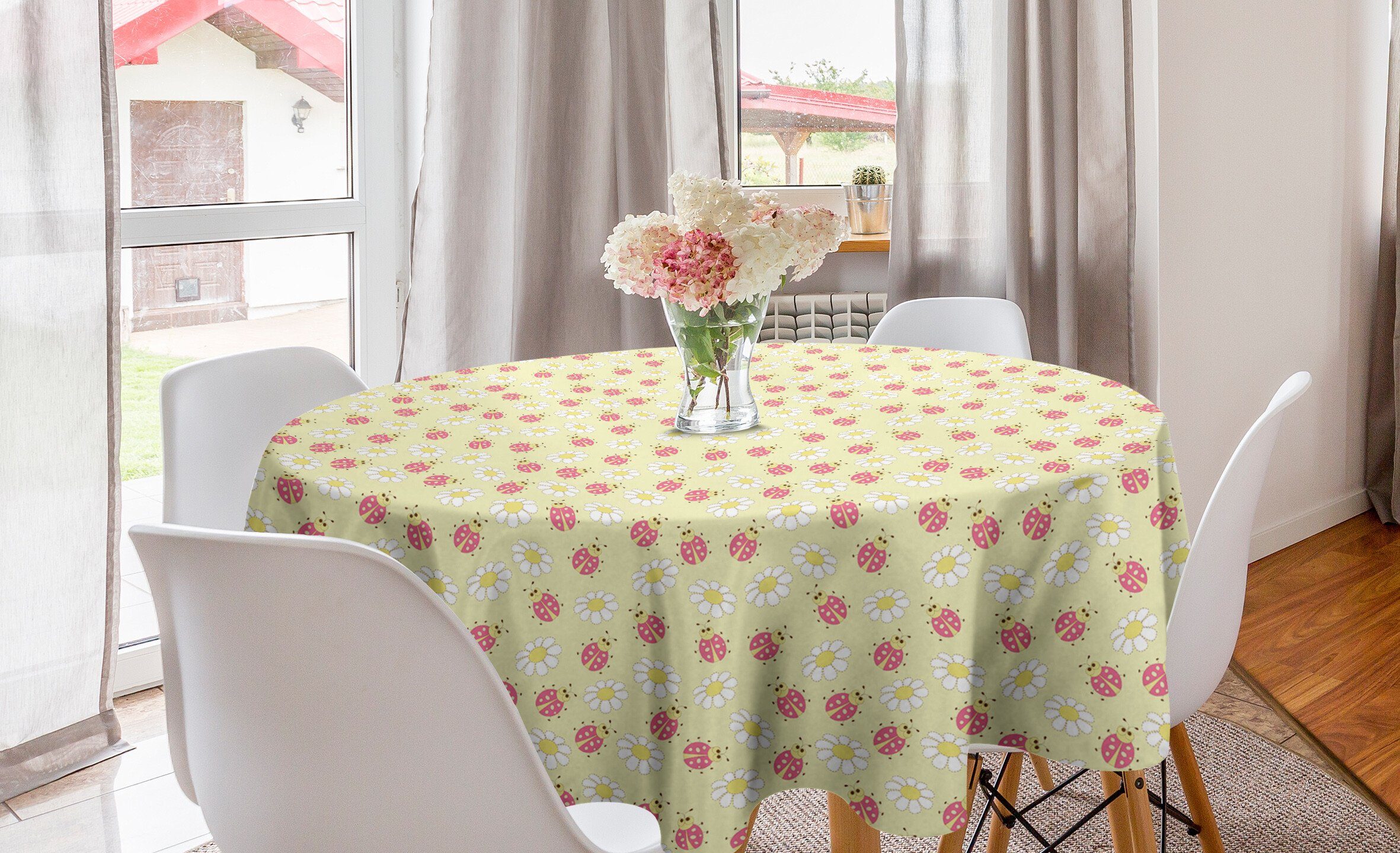 Abdeckung für Tischdecke Küche Tischdecke und Abakuhaus Dekoration, Muster Marienkäfer Daisy Kreis Bugs Esszimmer
