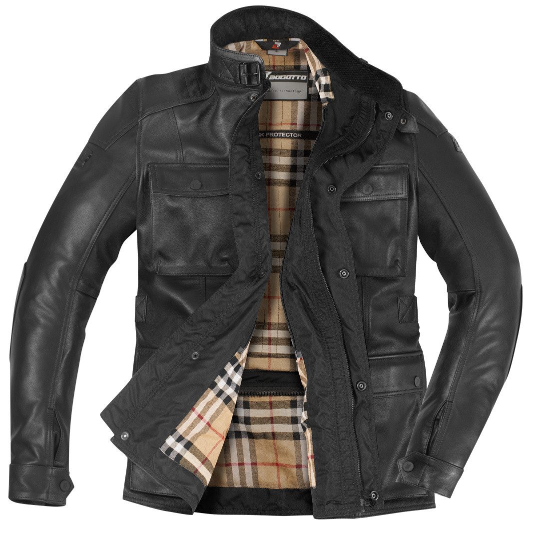Bogotto Motorradjacke Bristol NG Motorrad Lederjacke herausnehmbares Innenfutter