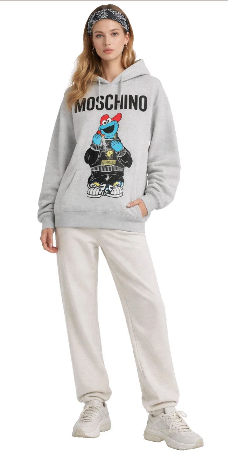 Moschino Hoodie X SESAME STREET LIMITED Oversize Unisex Cookie Monster Sweatshirt Sesame Street® Cookie Monster Logo