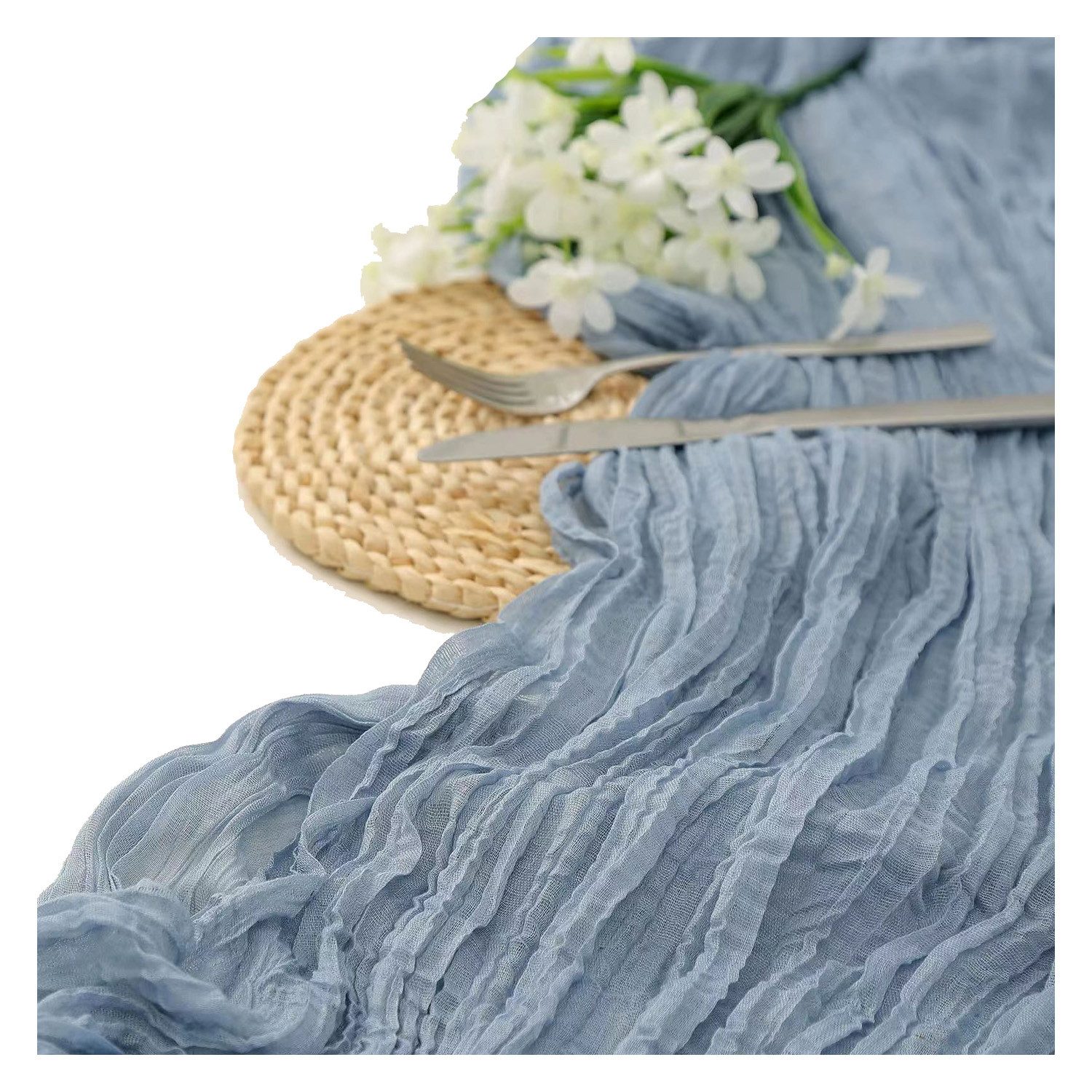 Zaewry Tischläufer Bali-Gaze mit Falten Tischdecke Bohemian Tabelle Flagge (1-tlg), 90 x 300 cm Romantische Tischdecke Dekoration