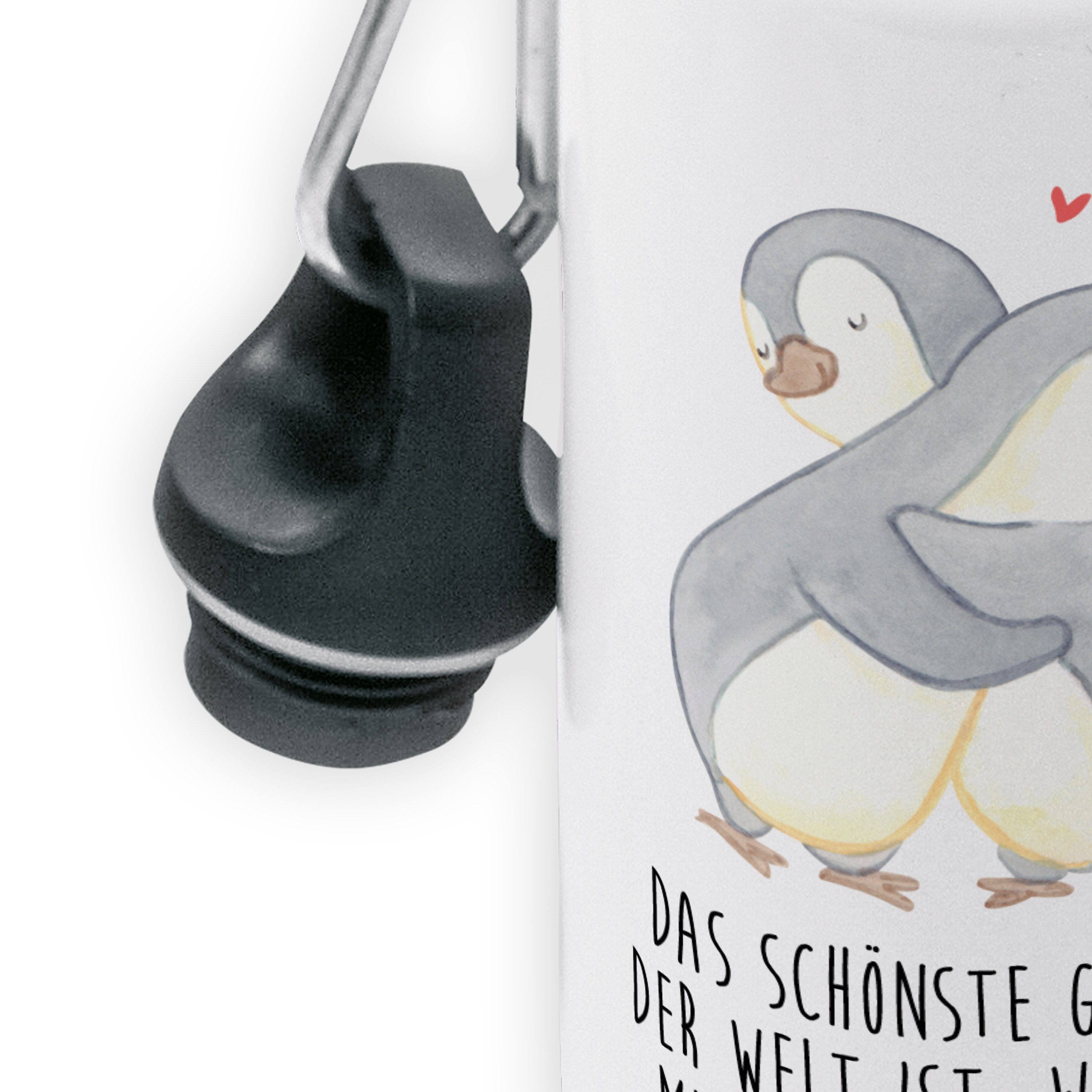 Kindertrinkflasche, Trinkflasche Mrs. Panda Kuscheln Geschenk, Ehemann, Mäd Weiß - & - Pinguine Mr.