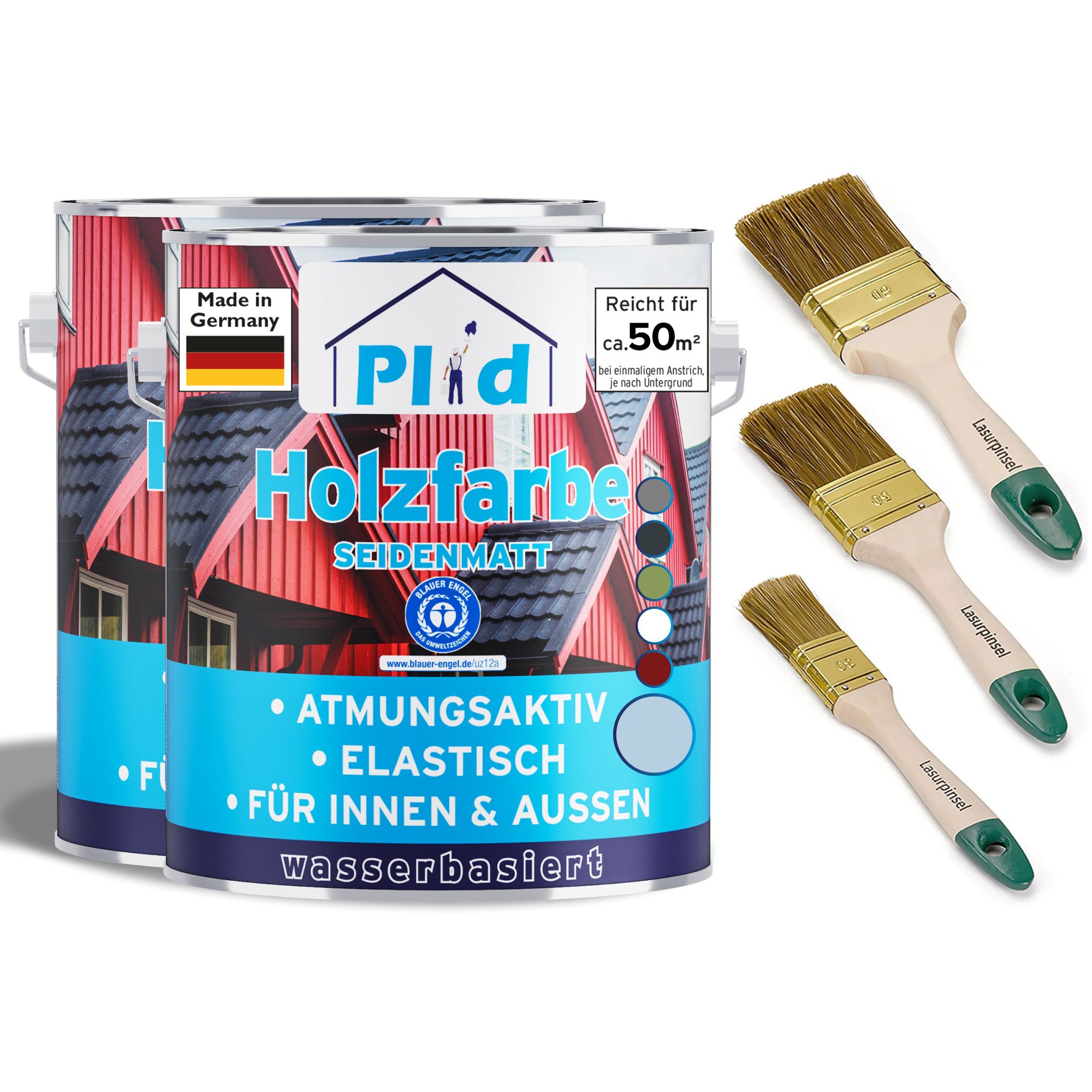 plid Holzlack Premium Holzfarbe Holzlack Farbe für Holz Pinsel, Schnelltrocknend, verarbeitungsfertig