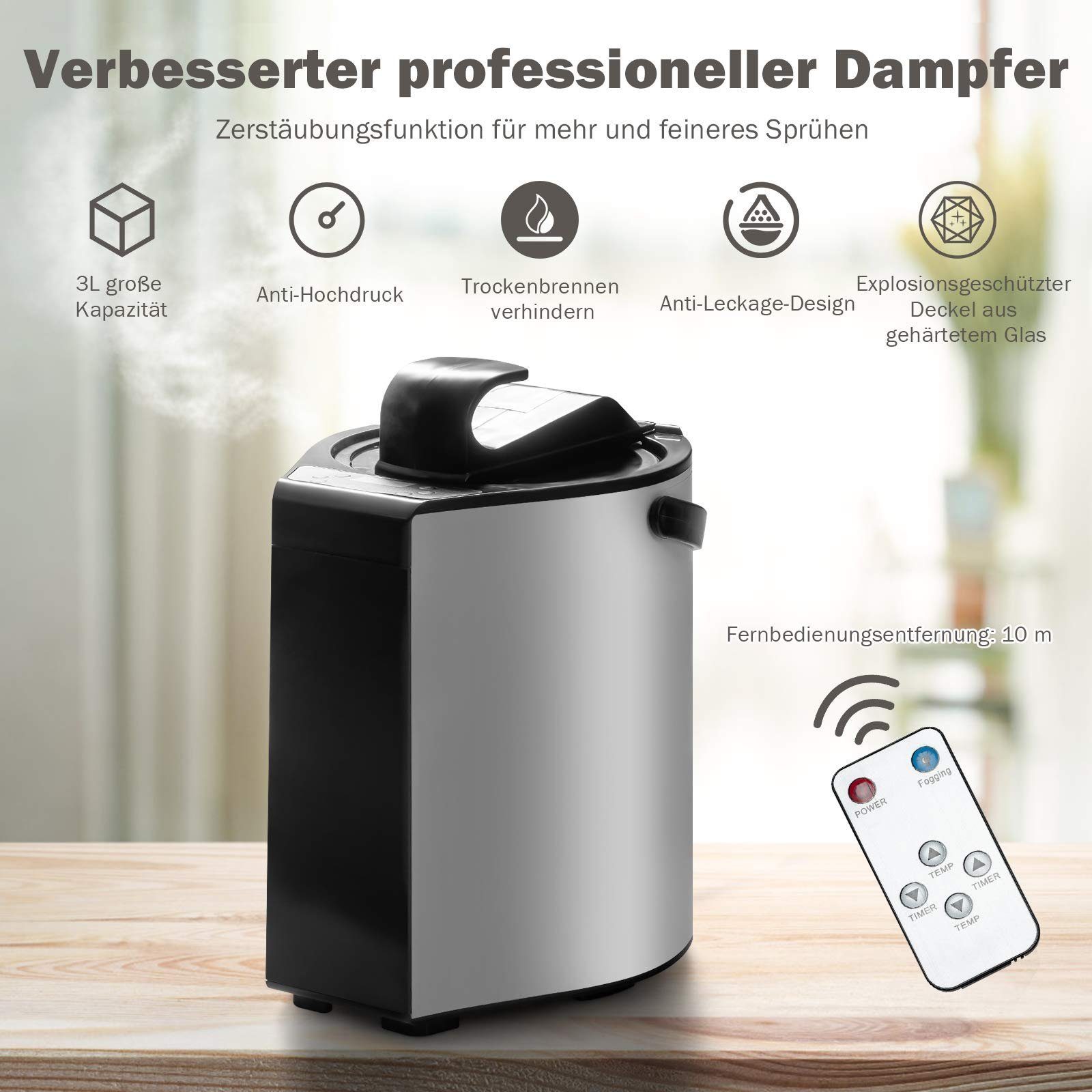 COSTWAY Sauna 3L Dampfsauna, 1000W, mit Sitz