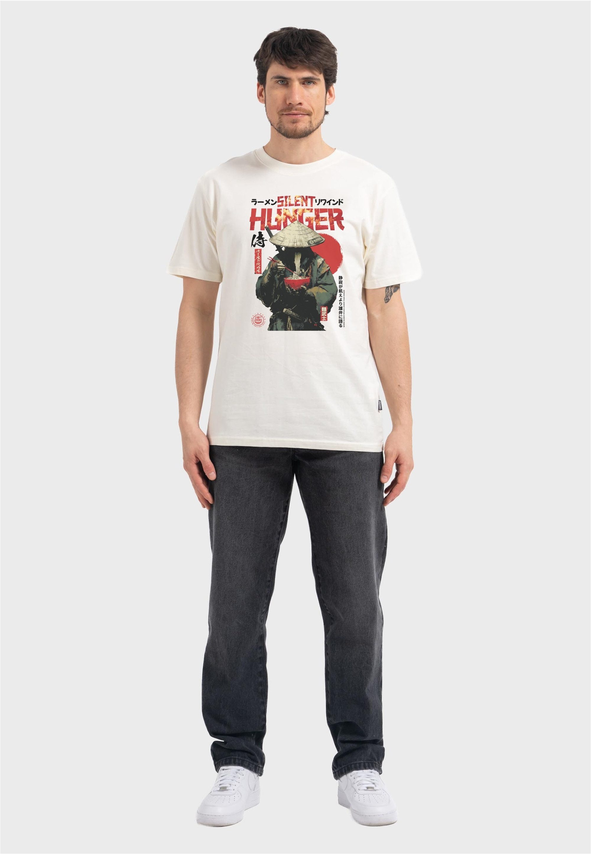 Oldskull T-Shirt Asian Monk Ramen Treet Graphic mit großem Fotodruck im Japan-Style