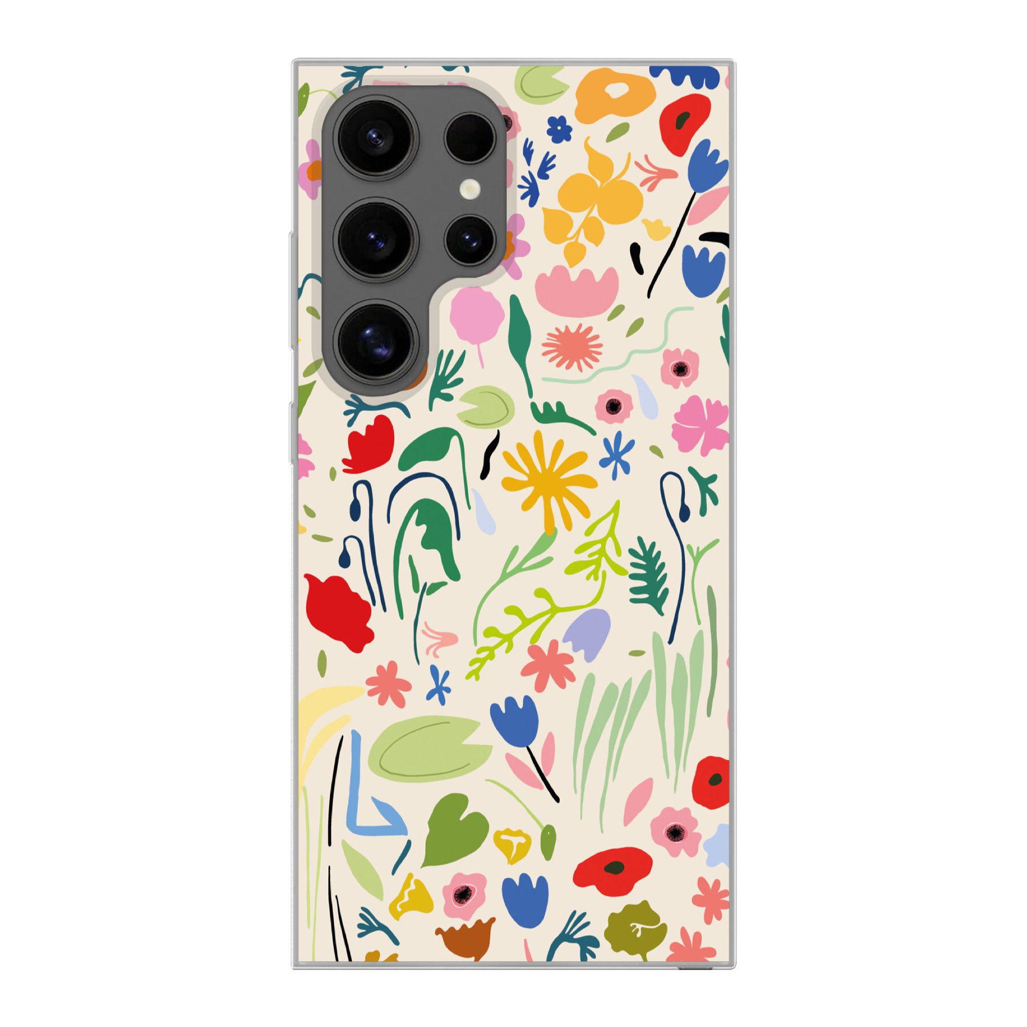 MuchoWow Handyhülle für Samsung Galaxy S24 Ultra Blumen - Muster - Pflanzen, Phone Case, Silikon, Schutzhülle Dünn