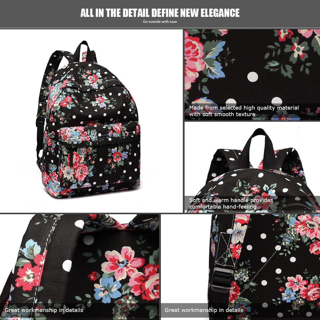 KONO Schulrucksack Schultasche Mädchen Teenager Damen Vintage Canvas Rucksack