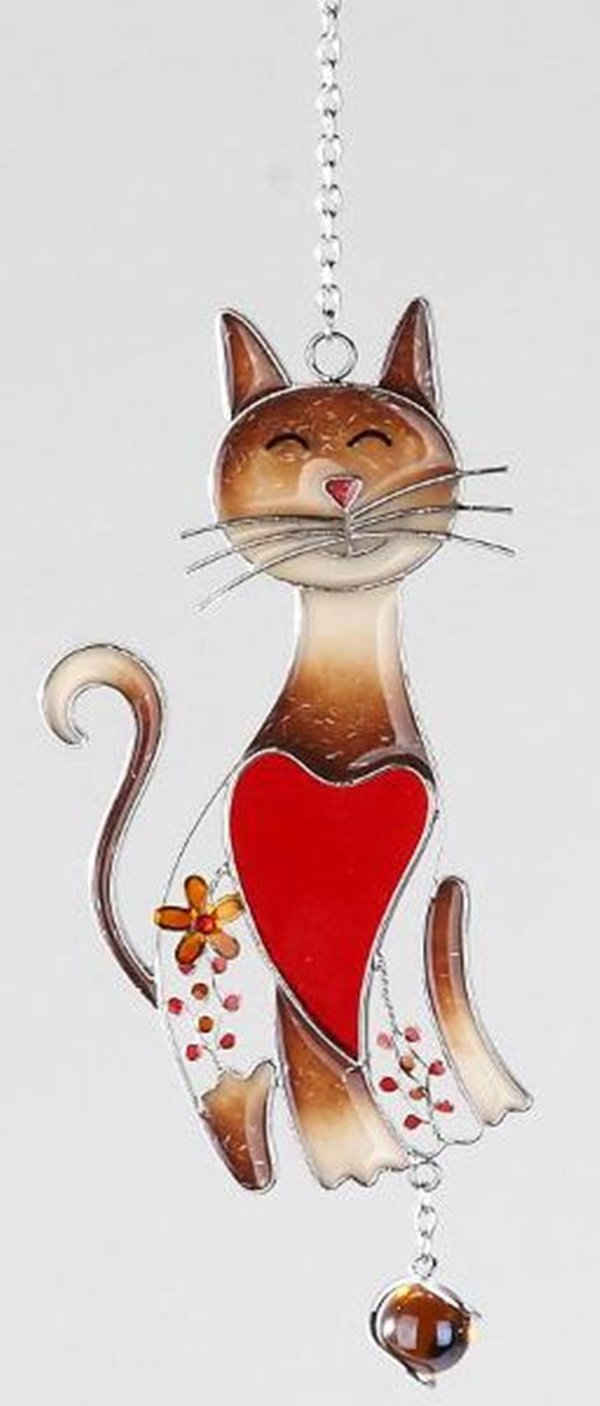 formano Fensterdekoration »Tiffany Fensterdeko Dekoanhänger Katze mit Herz«