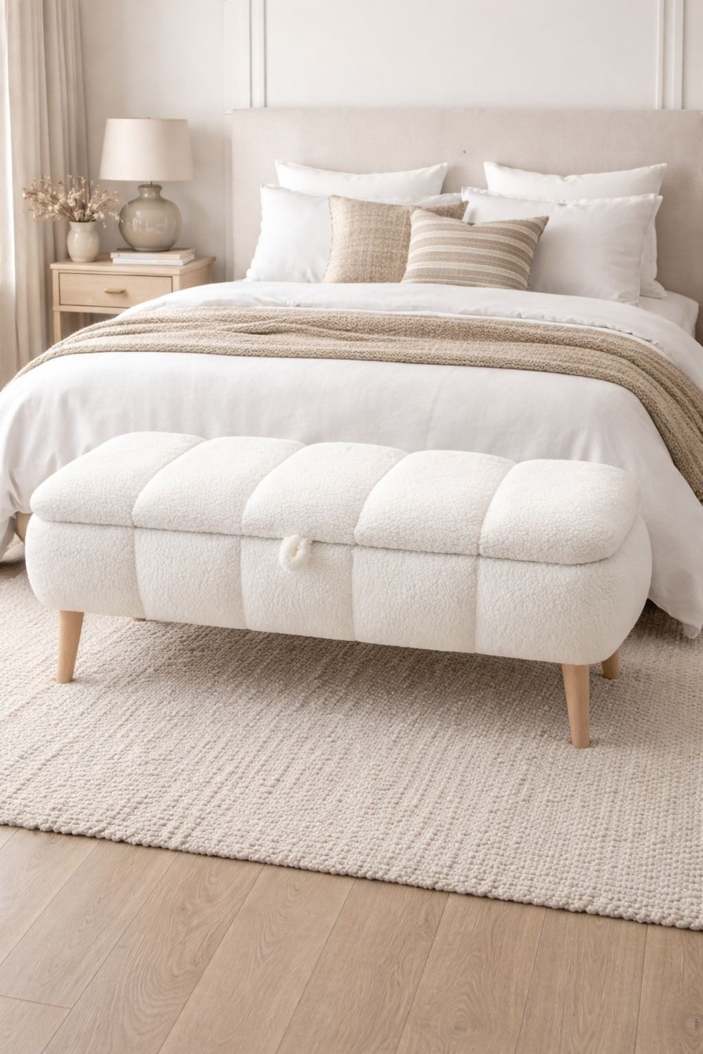 Skye Decor Polsterbank Snug Japandi (1-St), Gepolsterte Sitzbank in Teddy-Optik, mit Stauraum – Bild 3 von 4