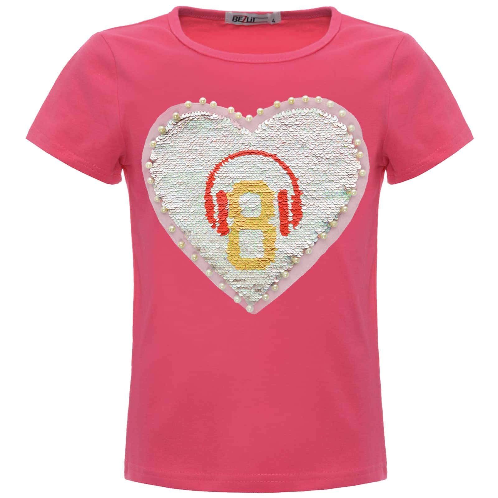 Pailletten Wende Pink (1-tlg) mit T-Shirt Paillettenshirt Mädchen Wendepailletten BEZLIT