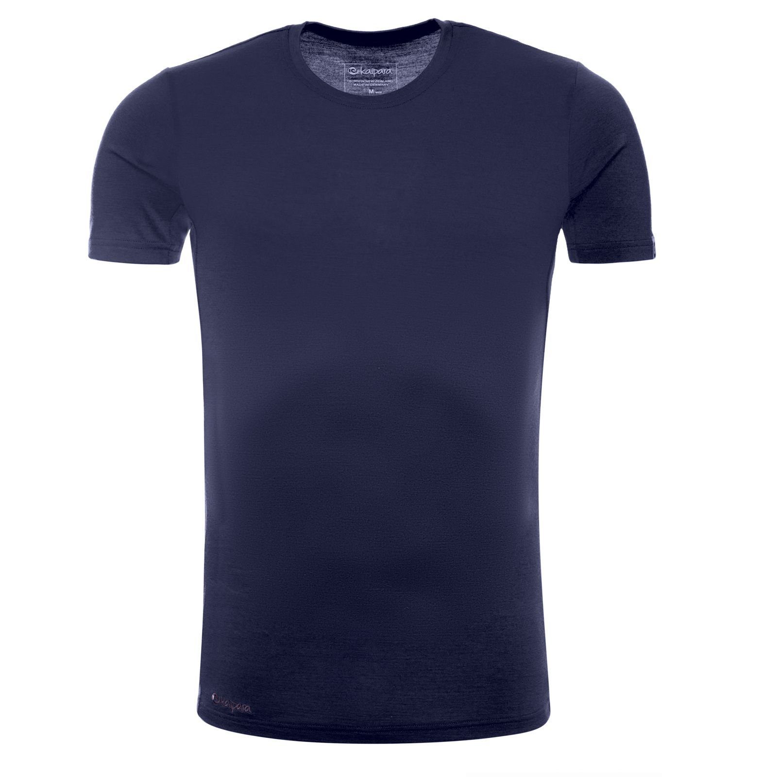 Kaipara - Merino Sportswear Rundhalsshirt Merino Shirt Herren Kurzarm Slimfit 200 (1-tlg) aus reiner Merinowolle Made in Germany Blau