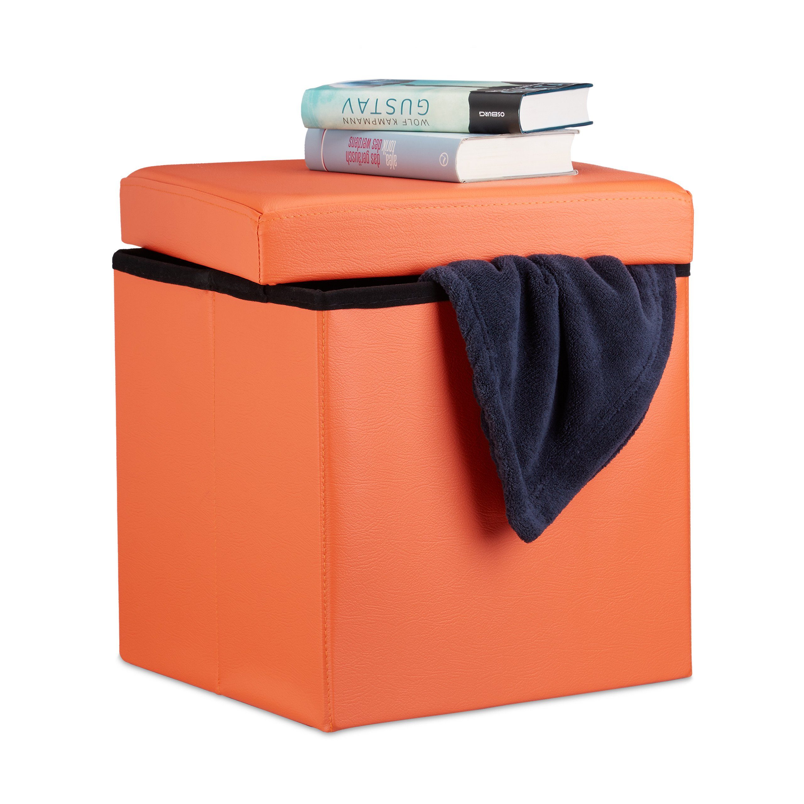 relaxdays Sitzhocker Faltbarer Sitzhocker Kunstleder, Orange günstig online kaufen