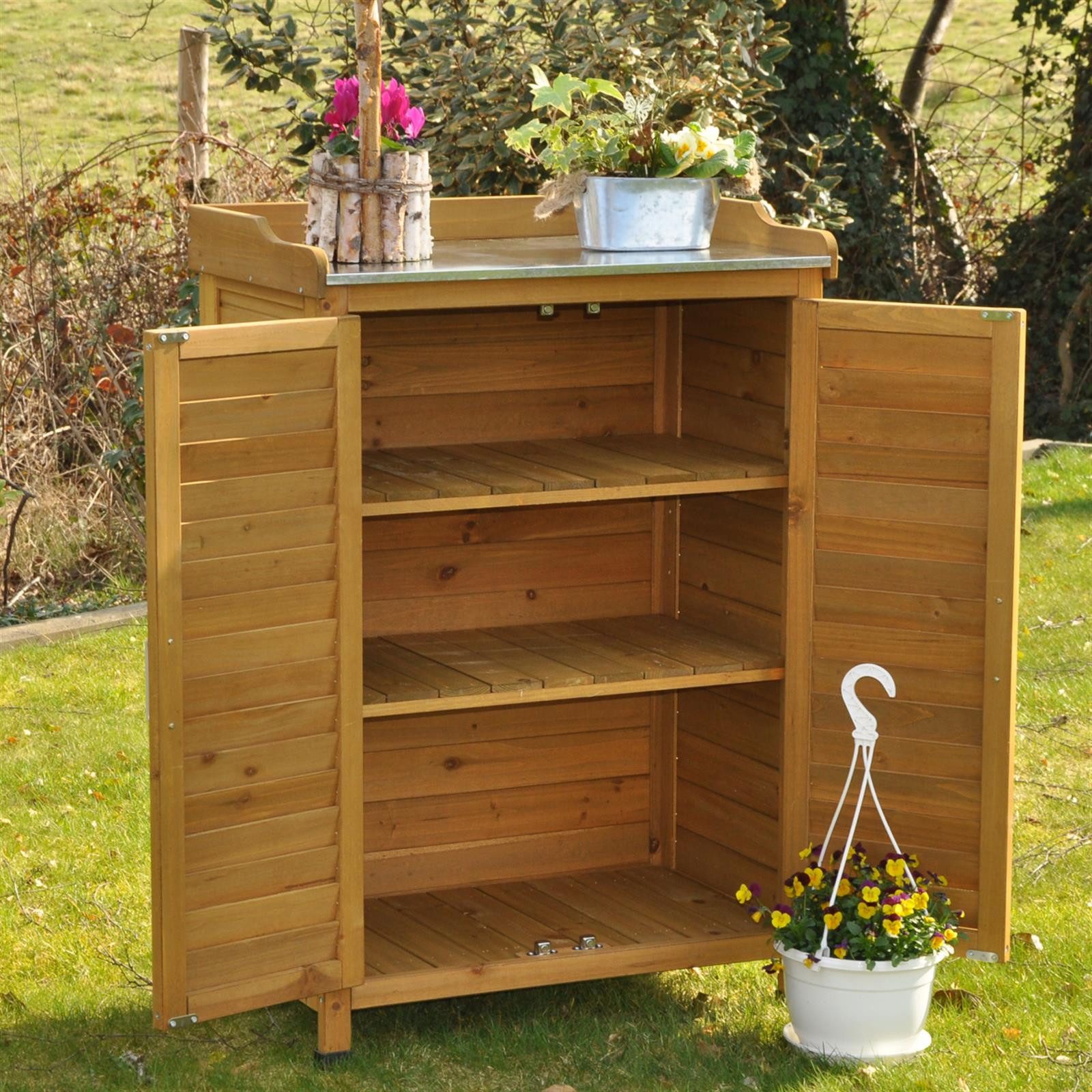 dazikemo Geräteschrank Gartenschrank braun