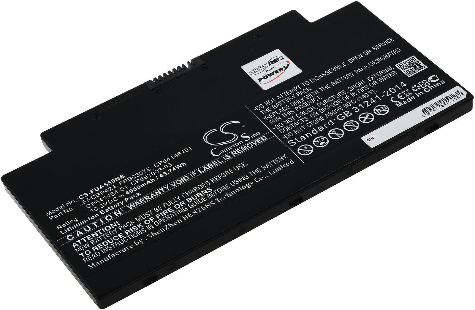Powery Akku für Laptop Fujitsu LifeBook A556, Lifebook A556G Laptop-Akku 4050 mAh (10.8 V)