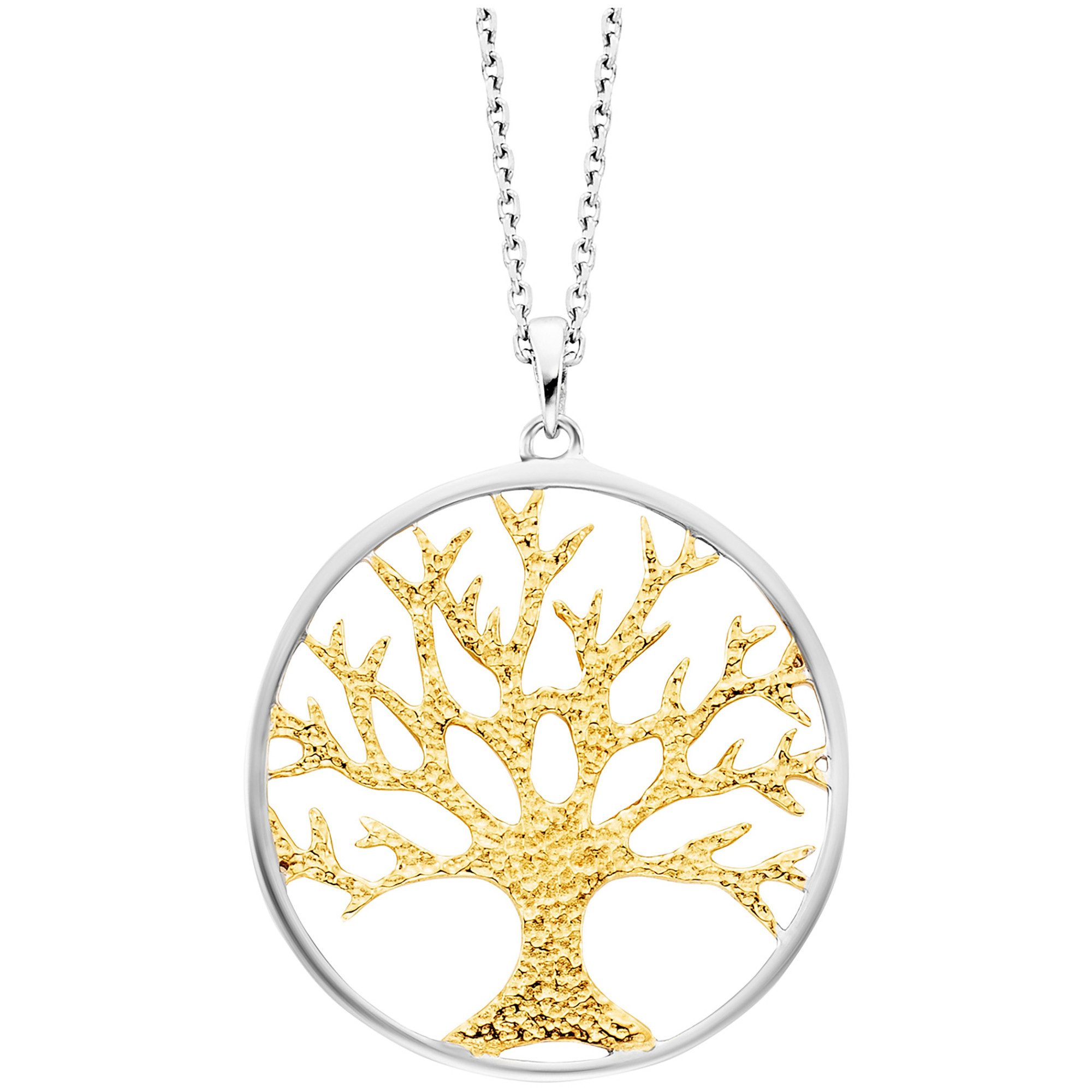 Julie Julsen Kette mit Anhänger 925/- Sterling Silber rhodiniert/vergoldet Motiv Lebensbaum