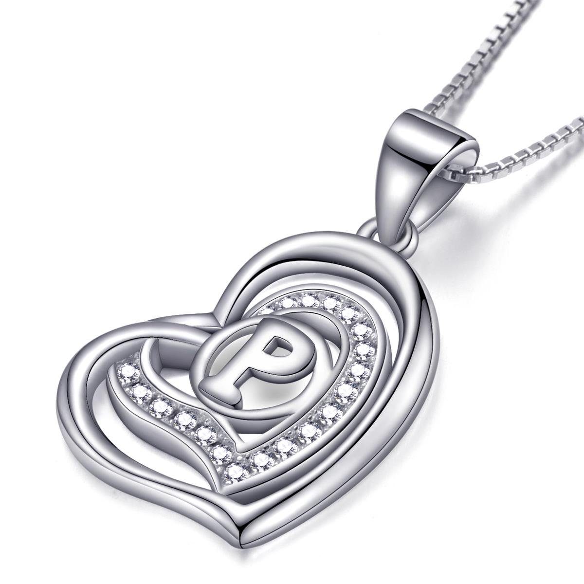 Morella Kette mit Anhänger Buchstabenkette Halskette (1-tlg), Zirkoniasteine