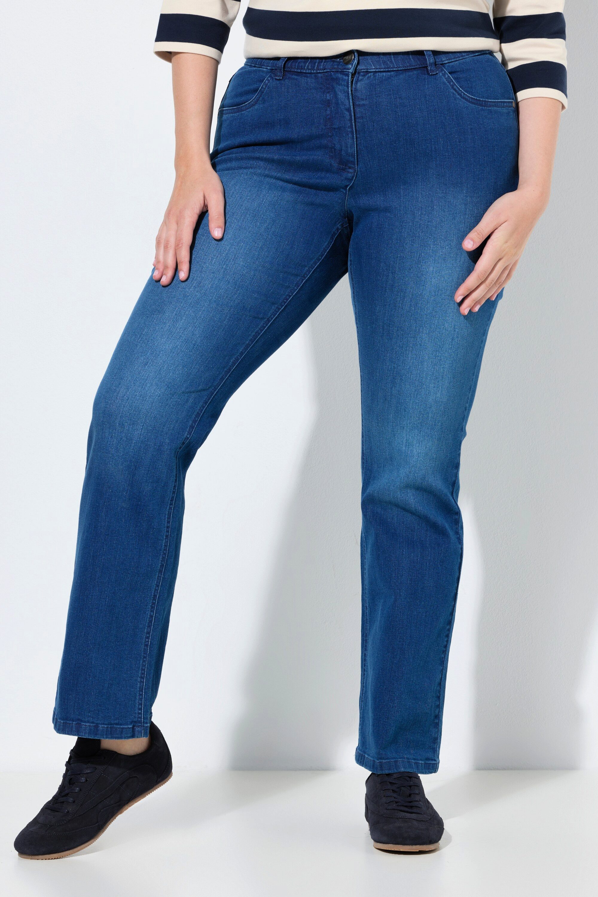 Ulla Popken Regular-fit-Jeans Jeans Marie Bootcut Elastikbund Biobaumwolle