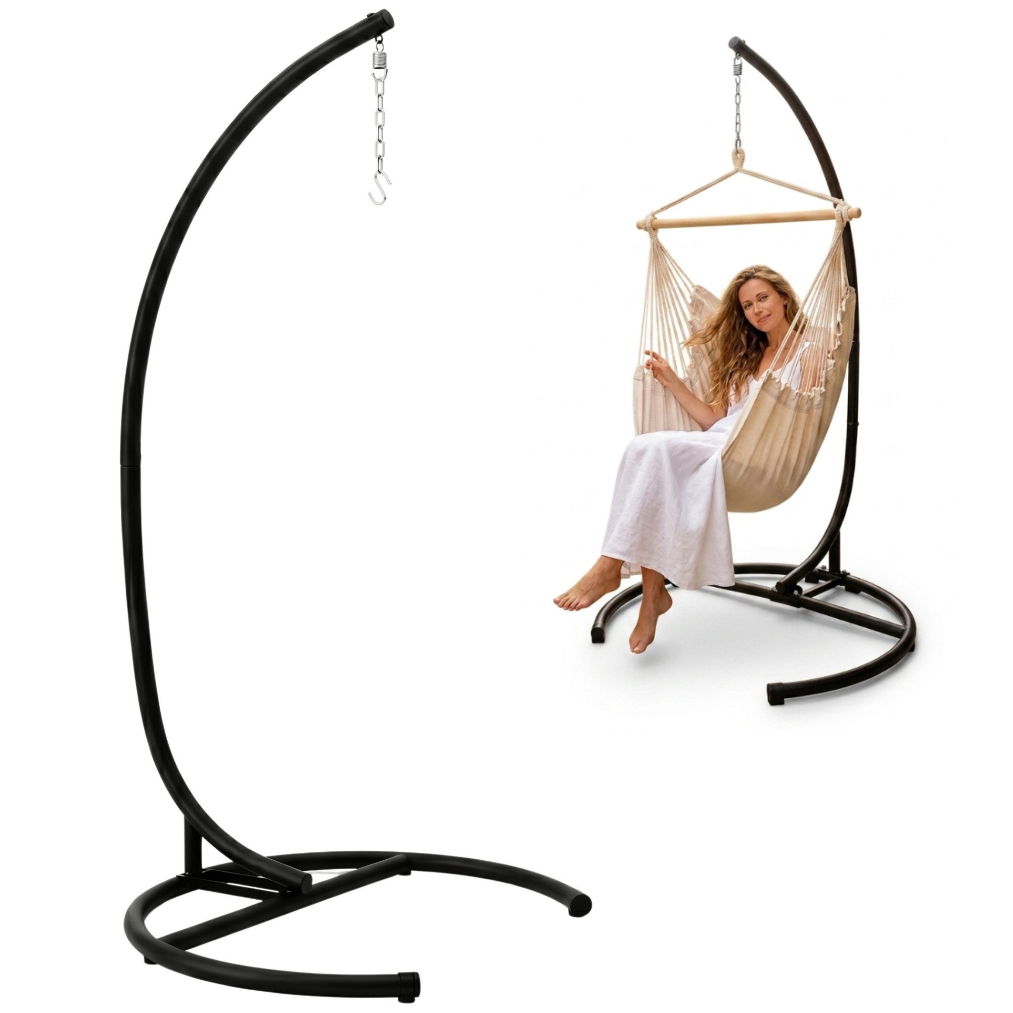 AMANKA Hängestuhl Bis 150kg: XL Hängesessel Gestell Outdoor 210cm, Robuster Ständer für Hängesessel, Schaukeln und Federwiegen