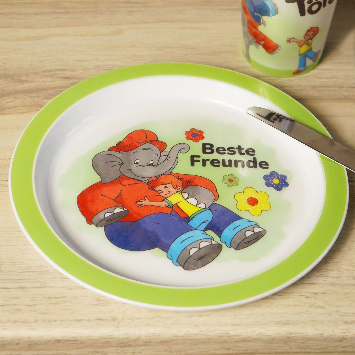 Geda Labels GmbH Frühstücksteller Benjamin Blümchen 2er Set, (2 St), Grün, 21,5 cm, spülmaschinengeeignet – Bild 2 von 2