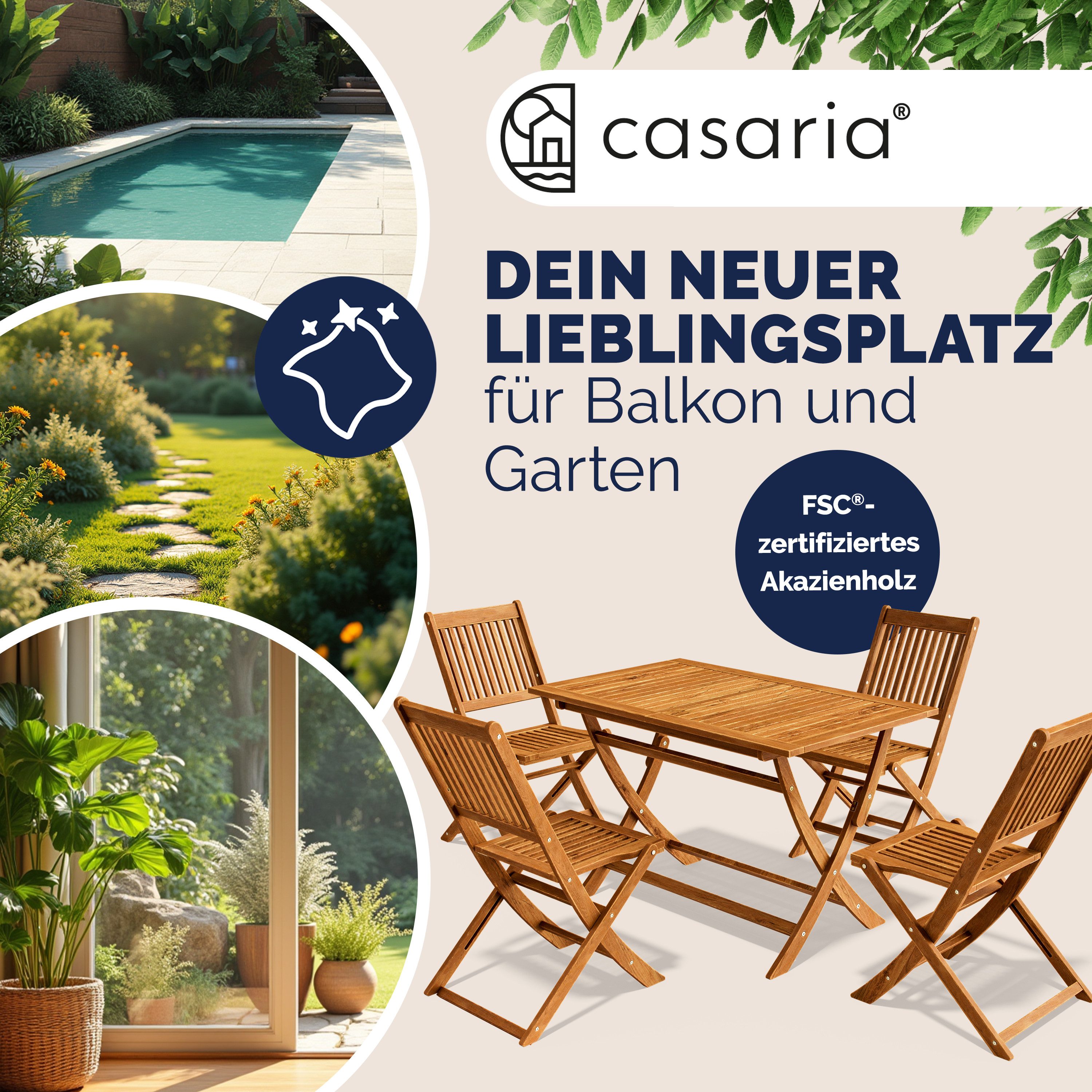 Casaria Gartenlounge-Set, (5-tlg), Gartenmöbel Set FSC®-zertifiziert Neues günstig online kaufen