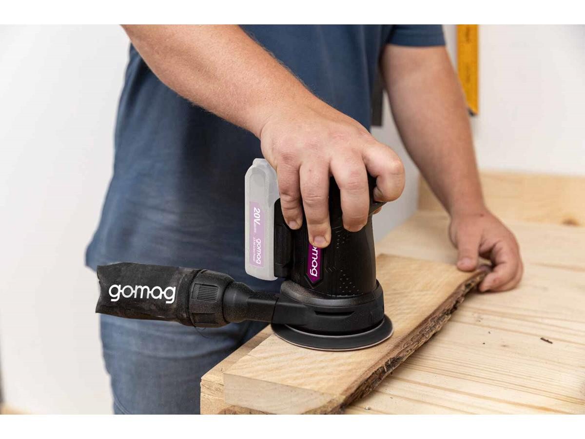 Gomag Akku-Exzenterschleifer GO-EXS125, max. 12000 U/min, 24000 U/min, (Set, 6 tlg., ohne Akku und Ladegerät), inkl. 4 Schleifblätter, Staubbeutel & Adapter für – Bild 5 von 5