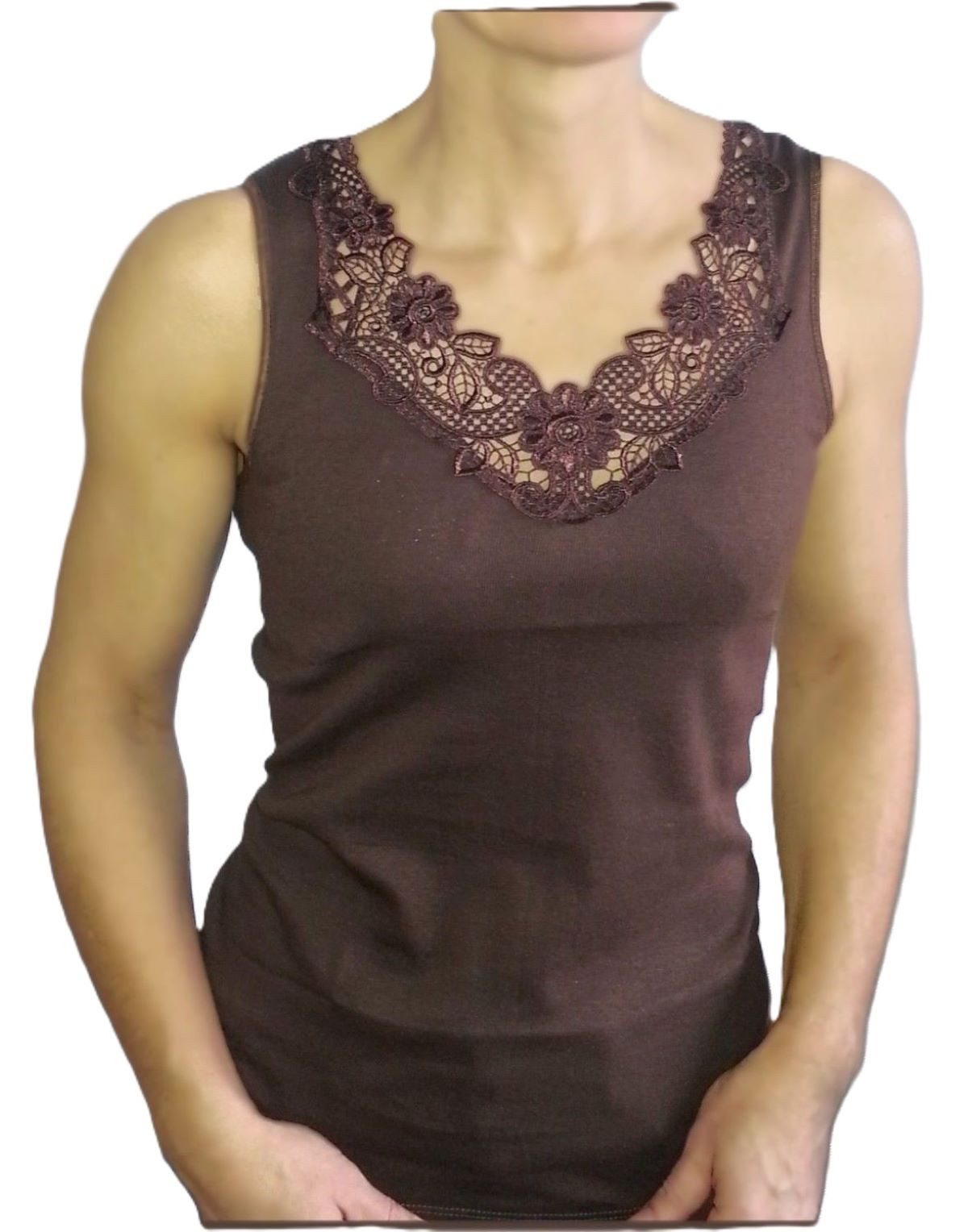 Toker Collection® Achselhemd Damen Unterhemd mit extra breiter Spitze (1 Stück, einzeln gepackt) Spitze in vielen Varianten