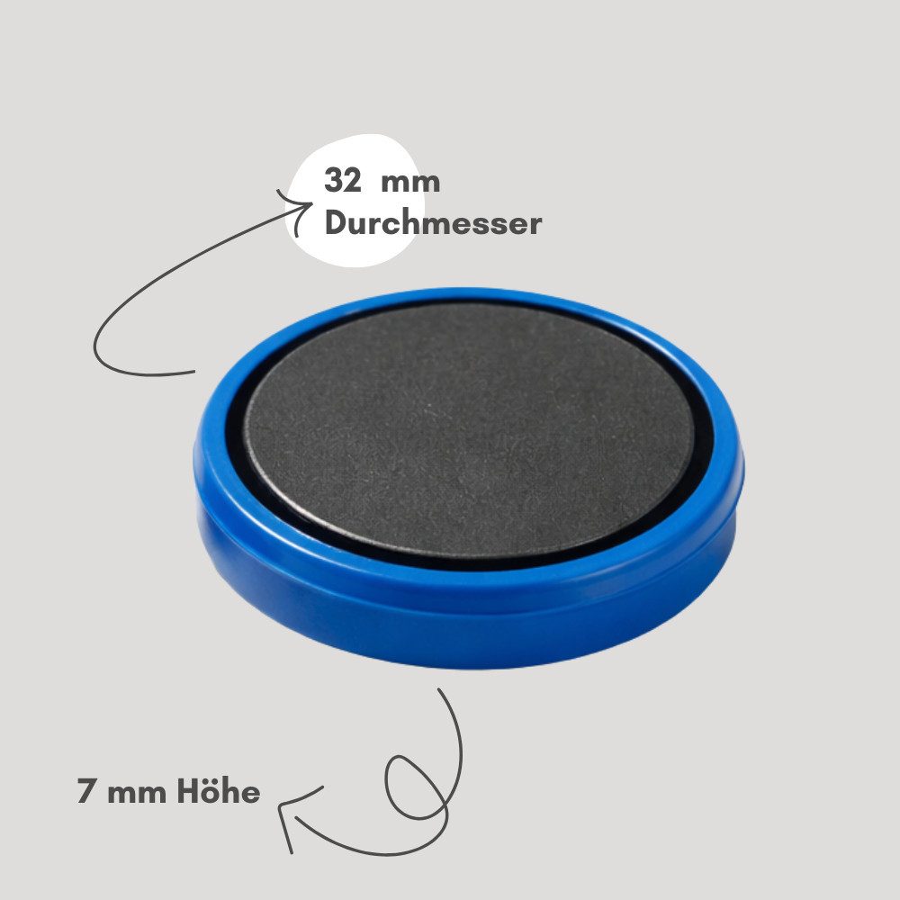 MaajeeKuto Magnet Haftmagnete Ø32x7 mm blau – starke Pinboard Magnete 6 Stück (1-St) – Bild 4 von 5