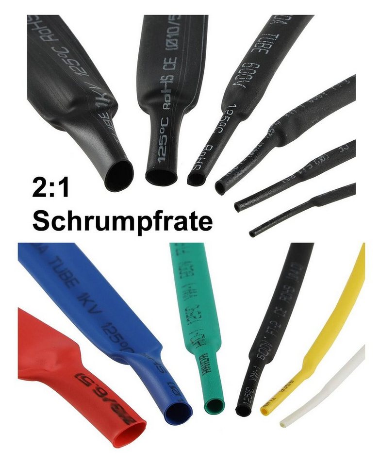 Thumbnail - ChiliTec Wärmeschrumpfschlauch Schrumpfschlauch Sortiment 200 teilig lose schwarz bunt