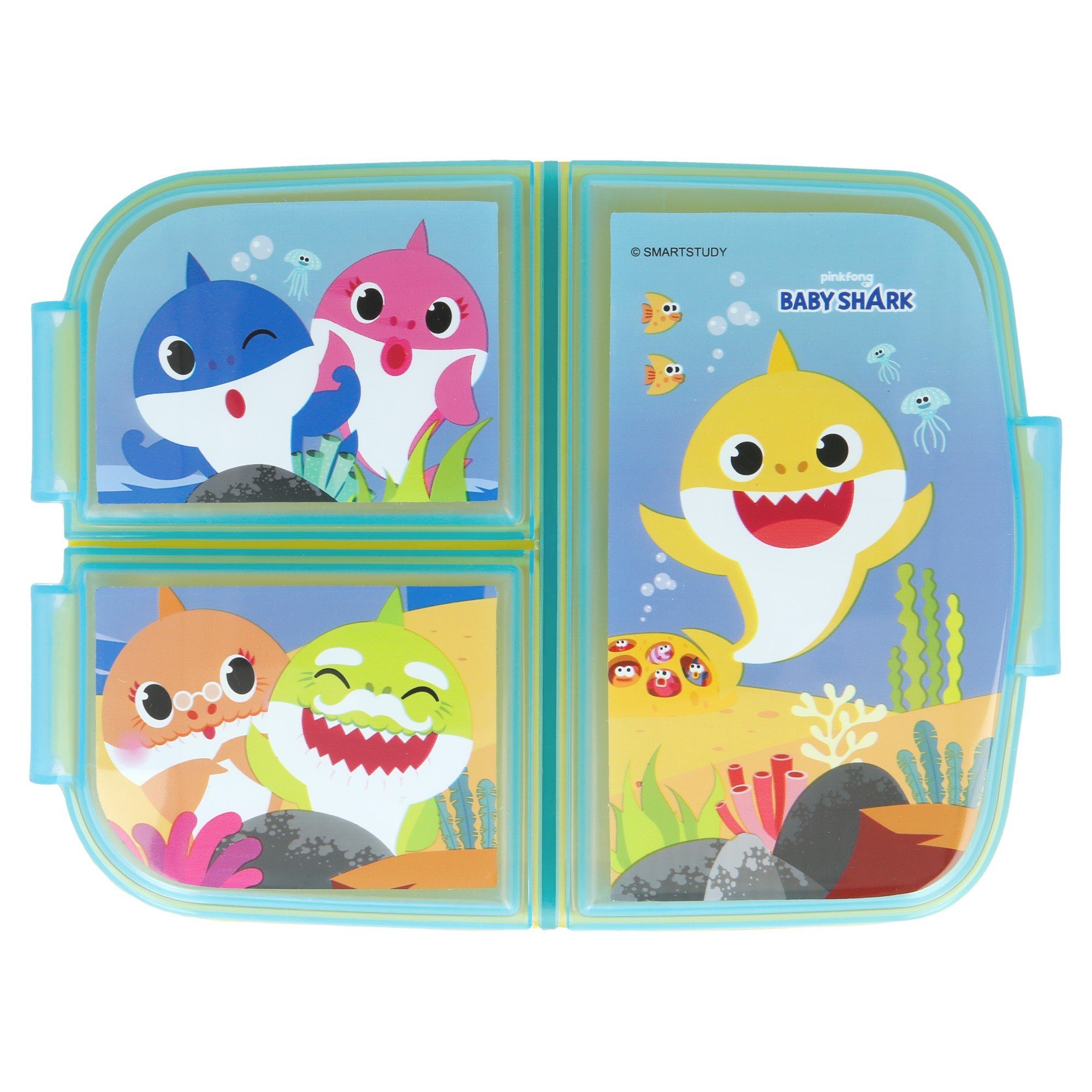 mit Lunchbox, frei BPA Baby Kinder 3-Fach-Unterteilung Brotdose Kunststoff, Shark