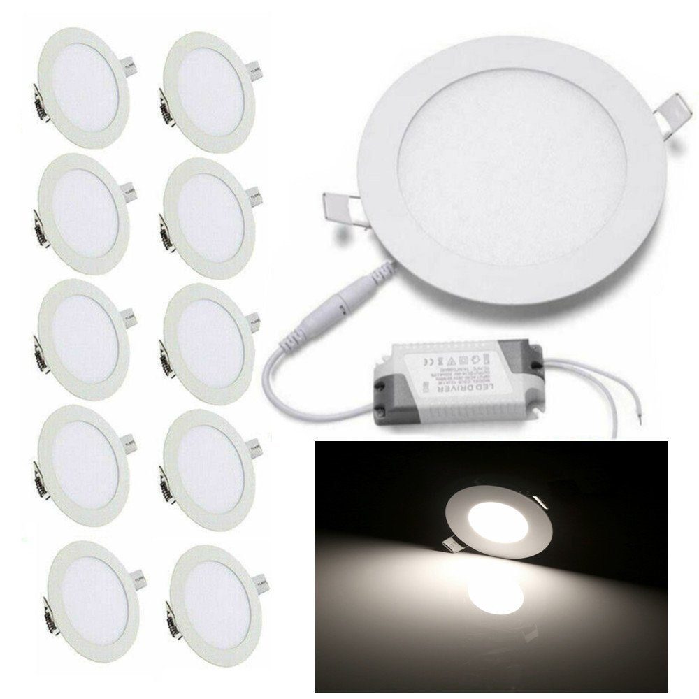 iscooter 330lm Neutralweiß rund LED flach 120mm Lampe Einbauleuchte 6W Einbautiefe Ultra 4200K 10x Set, 120mm Ø