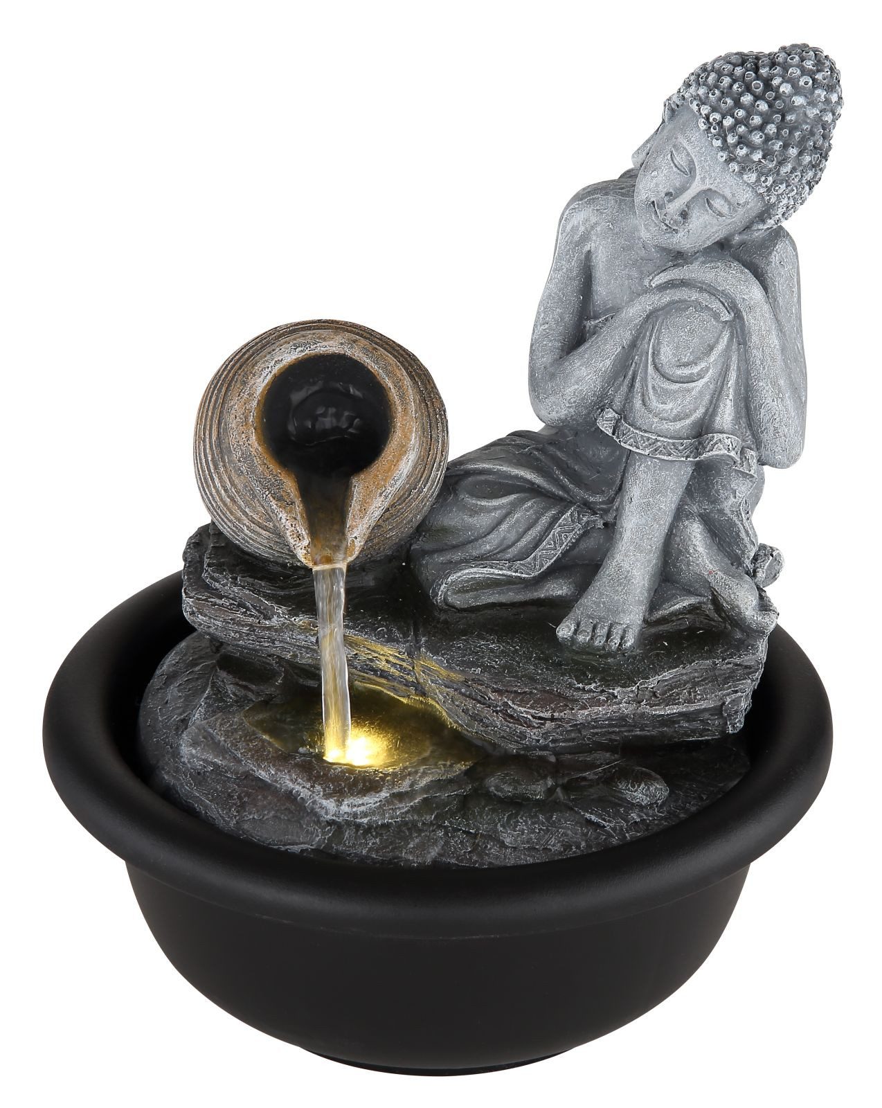 Tischleuchte Zimmerbrunnen mit Beleuchtung und Wasser Tischbrunnen Buddha