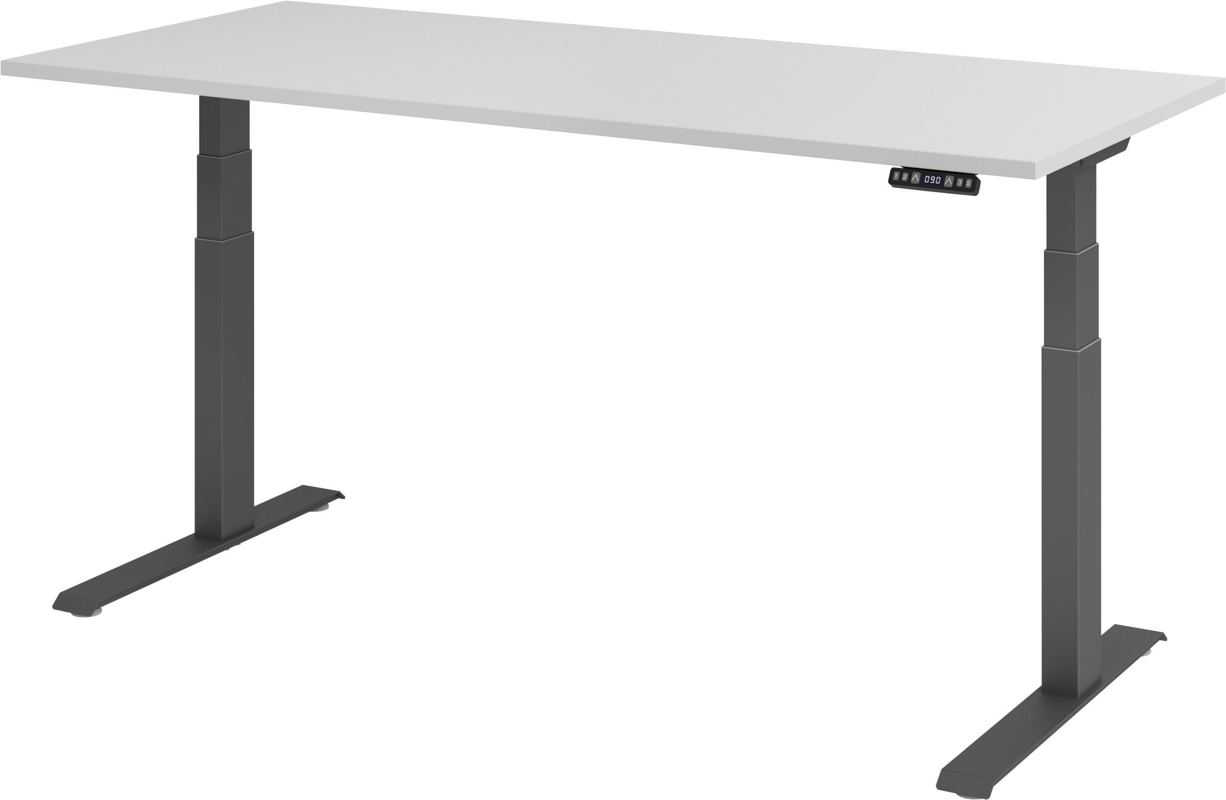 bümö Schreibtisch Schreibtisch elektrisch XDKB, Rechteck: 180 x 80 cm - Dekor: Grau - Gestell: Graphit Graphit | Grau