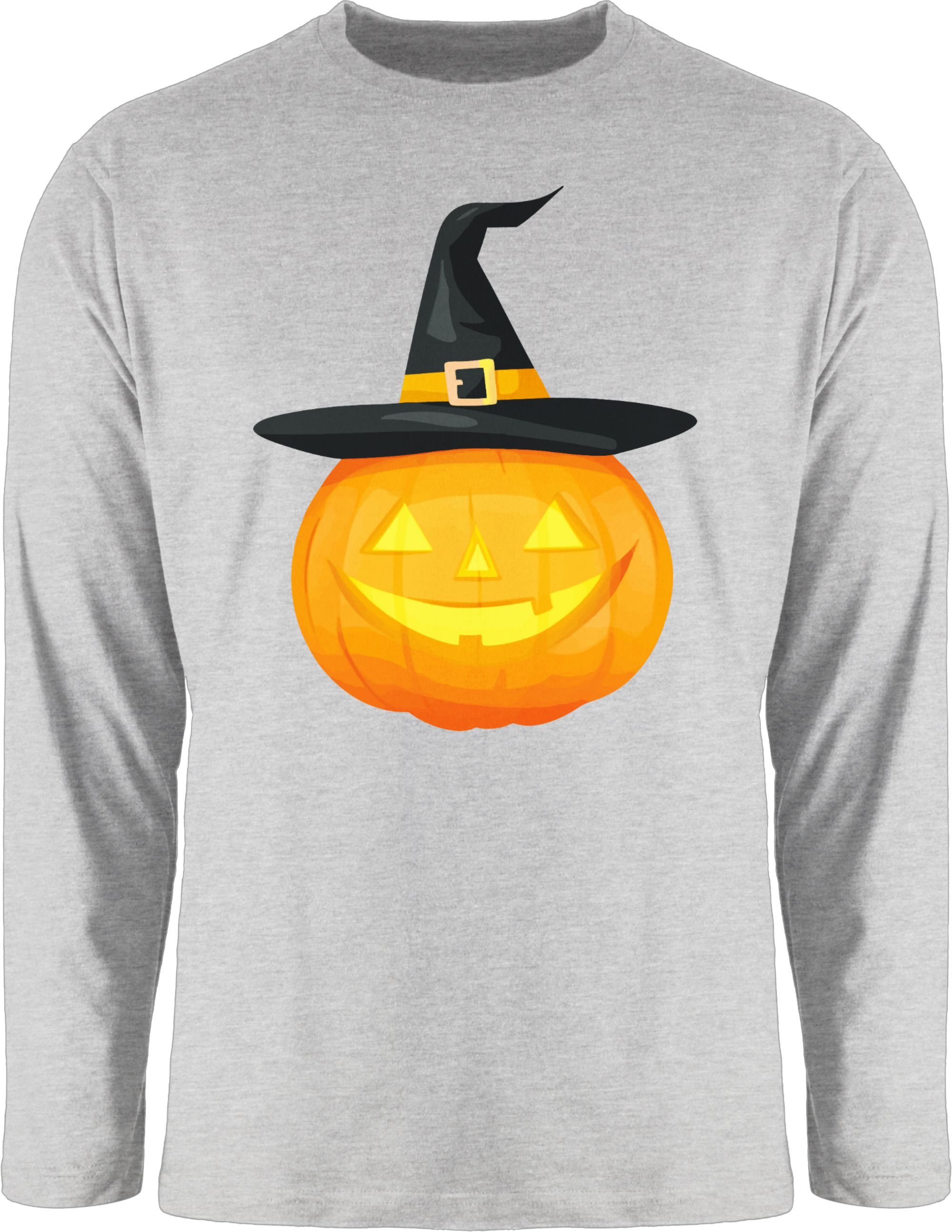 Shirtracer Rundhalsshirt Halloween Kürbis, Grinsender Kürbis, Jack o Lantern, Hexenkürbis, Halloween Kostüme Herren