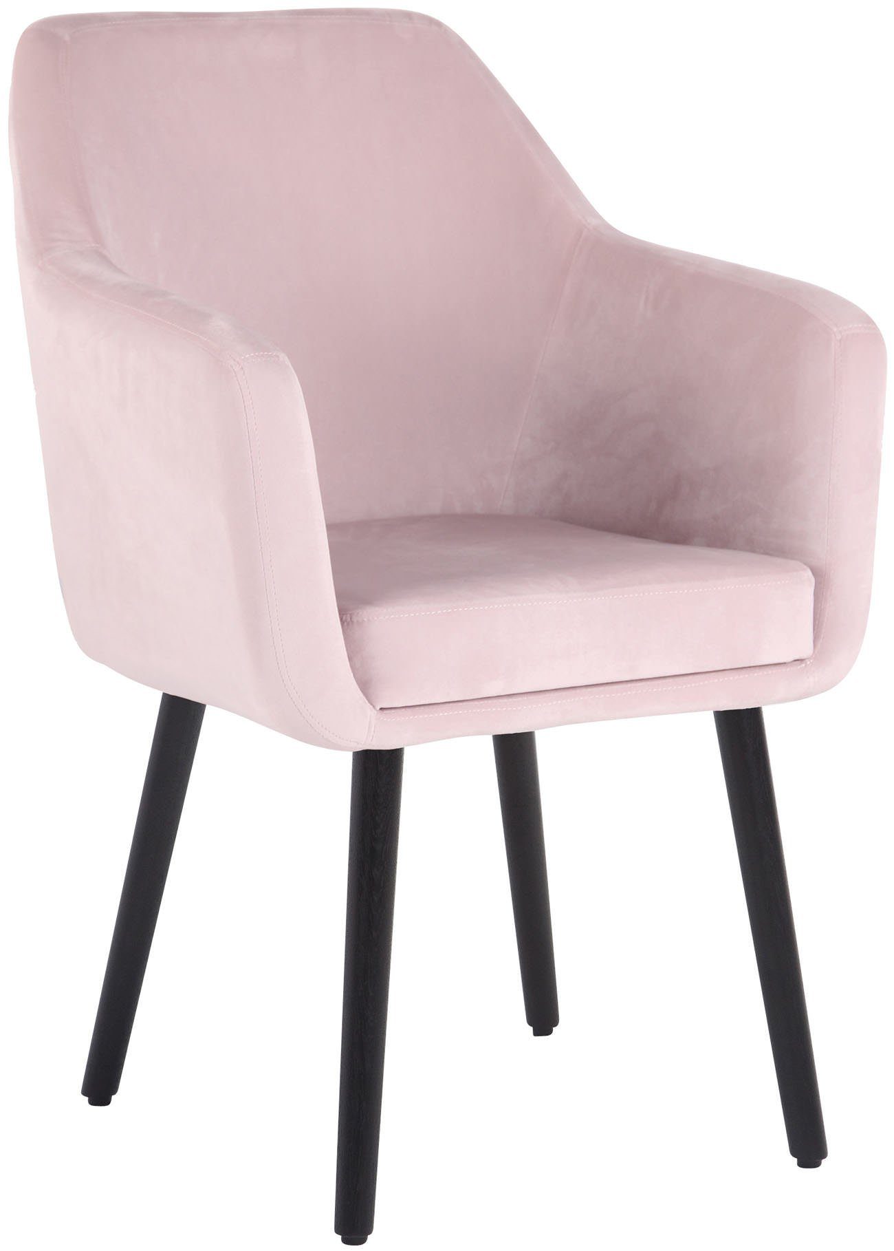 TPFLiving Esszimmerstuhl Utah mit hochwertig gepolsterter Sitzfläche - Konferenzstuhl (Küchenstuhl - Esstischstuhl - Wohnzimmerstuhl - Polsterstuhl), Gestell: Buchenholz schwarz - Sitzfläche: Samt pink