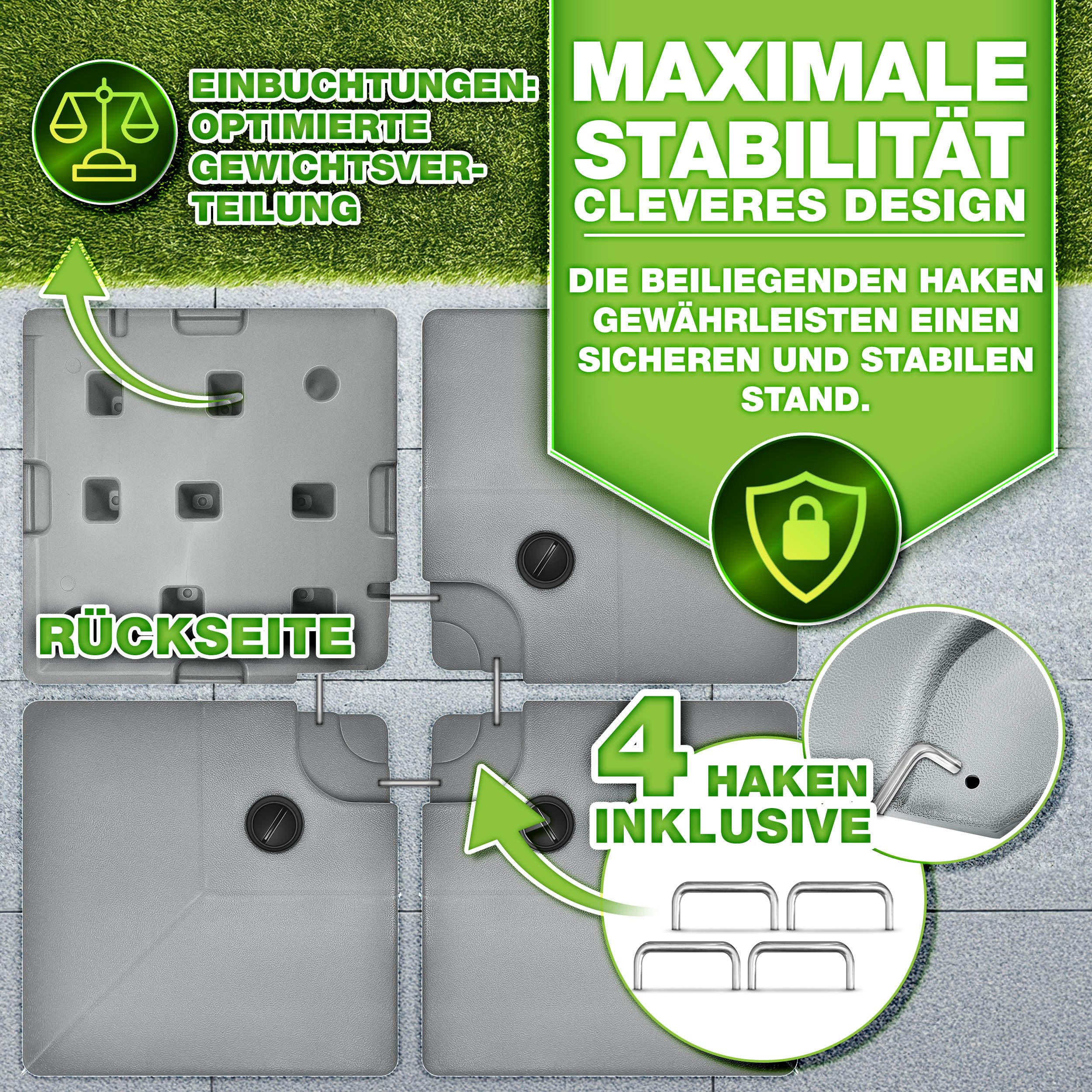 tillvex Sonnenschirm tillvex® Sonnenschirmständer 90L / 120kg Schirmständer Schirmgewicht, Schirmständer Ampelschirmständer wetterfest, inkl. Metallverbinder Sc – Bild 5 von 5