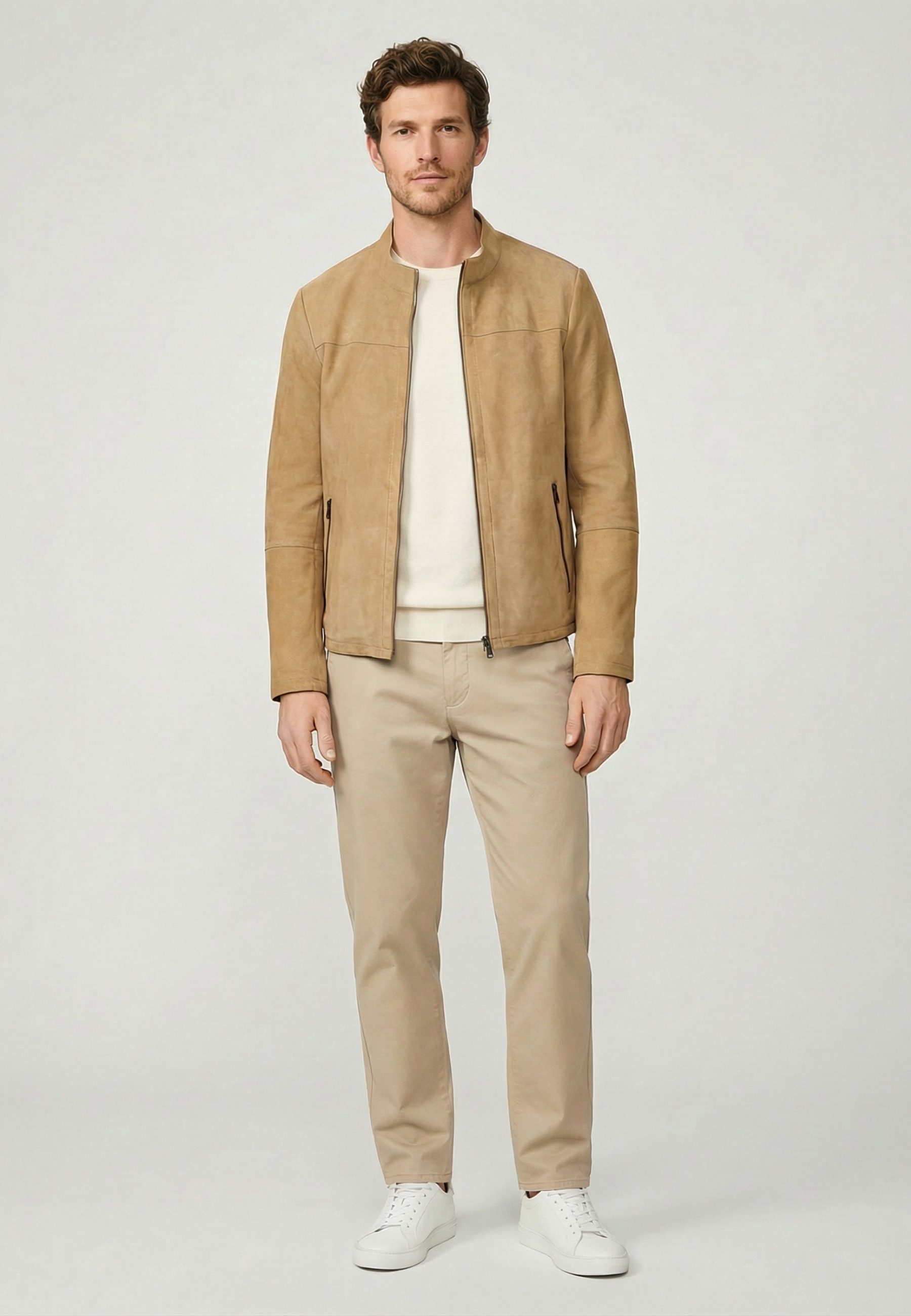 RICANO Lederjacke Tomaso Zeitlose Lederjacke mit Stehkragen