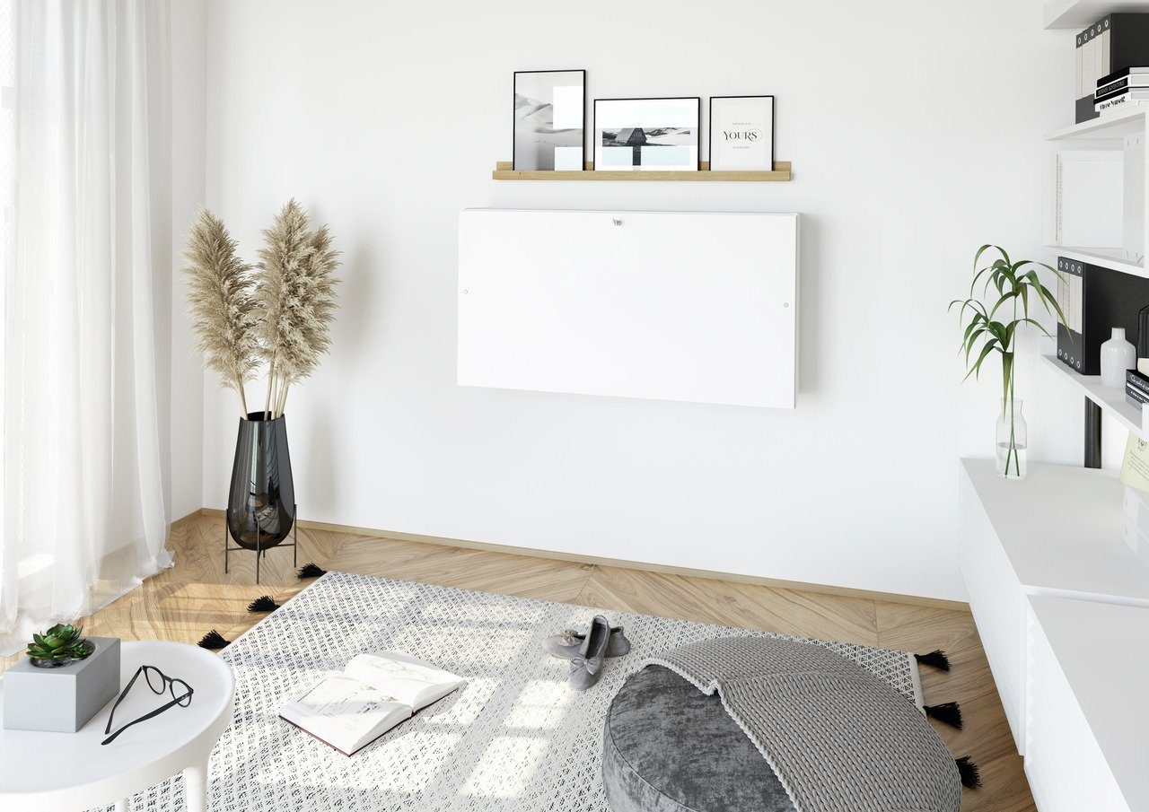 PROREGAL® Schreibtisch Wandschreibtisch,  Grau/Asteiche,  120cm breit, Weiß 65cm hoch