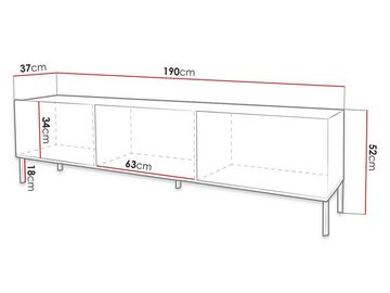 MIRJAN24 TV-Schrank Exito 190 (mit 3 Türen) Untergestell: Metall-Vierkantrohr