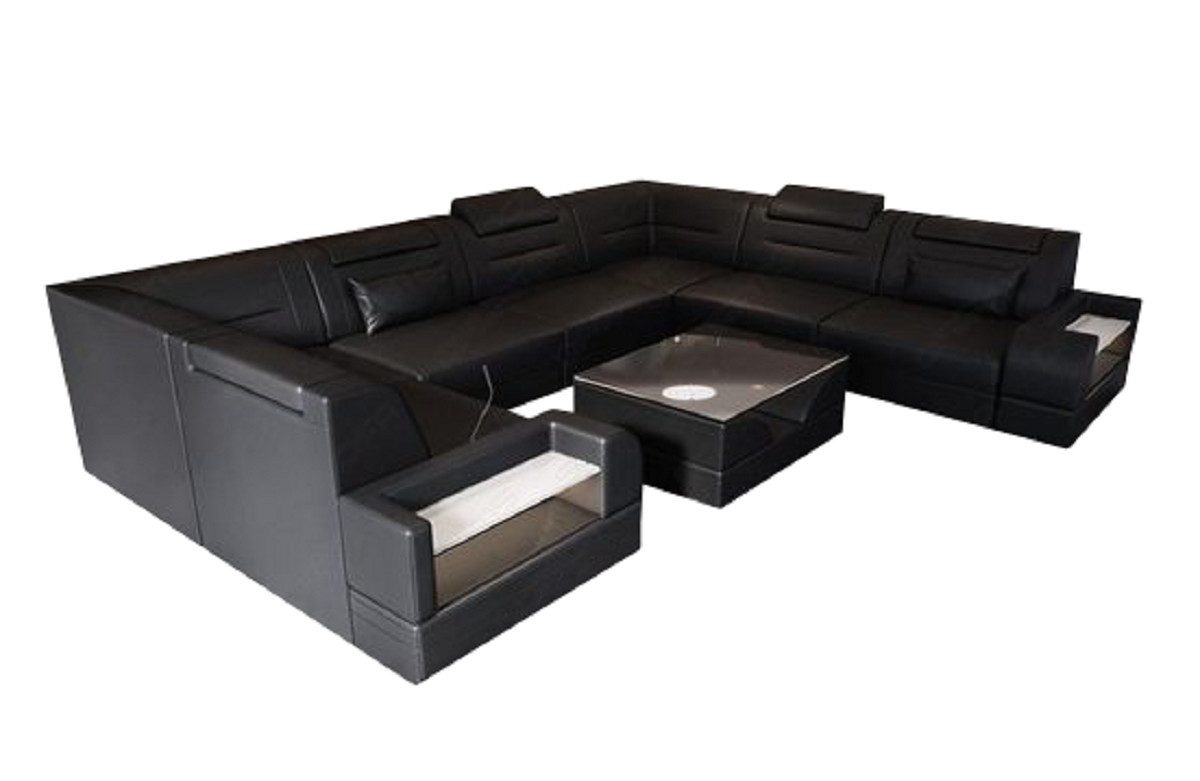 Sofa Dreams Wohnlandschaft Leder Designer Sofa Trivento U Form Ledersofa, Couch wahlweise mit Bettfunktion