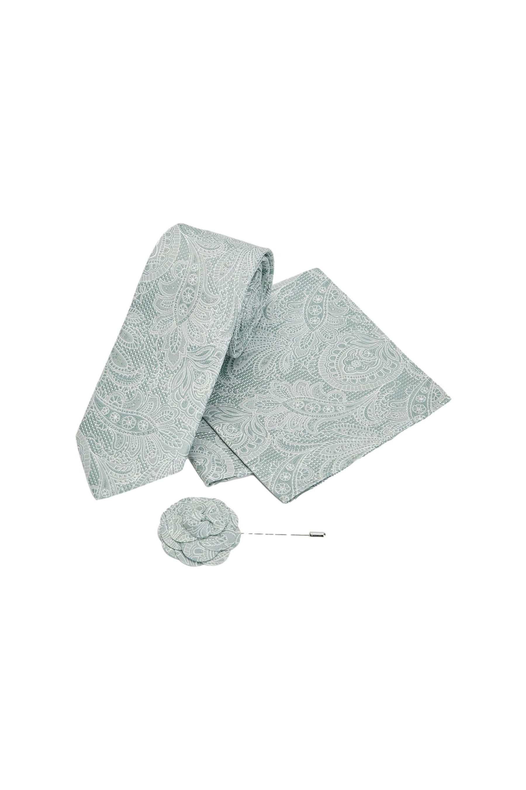 Next Krawatte Paisley-Krawatte, Einstecktuch und Krawattennadel (3-St) günstig online kaufen
