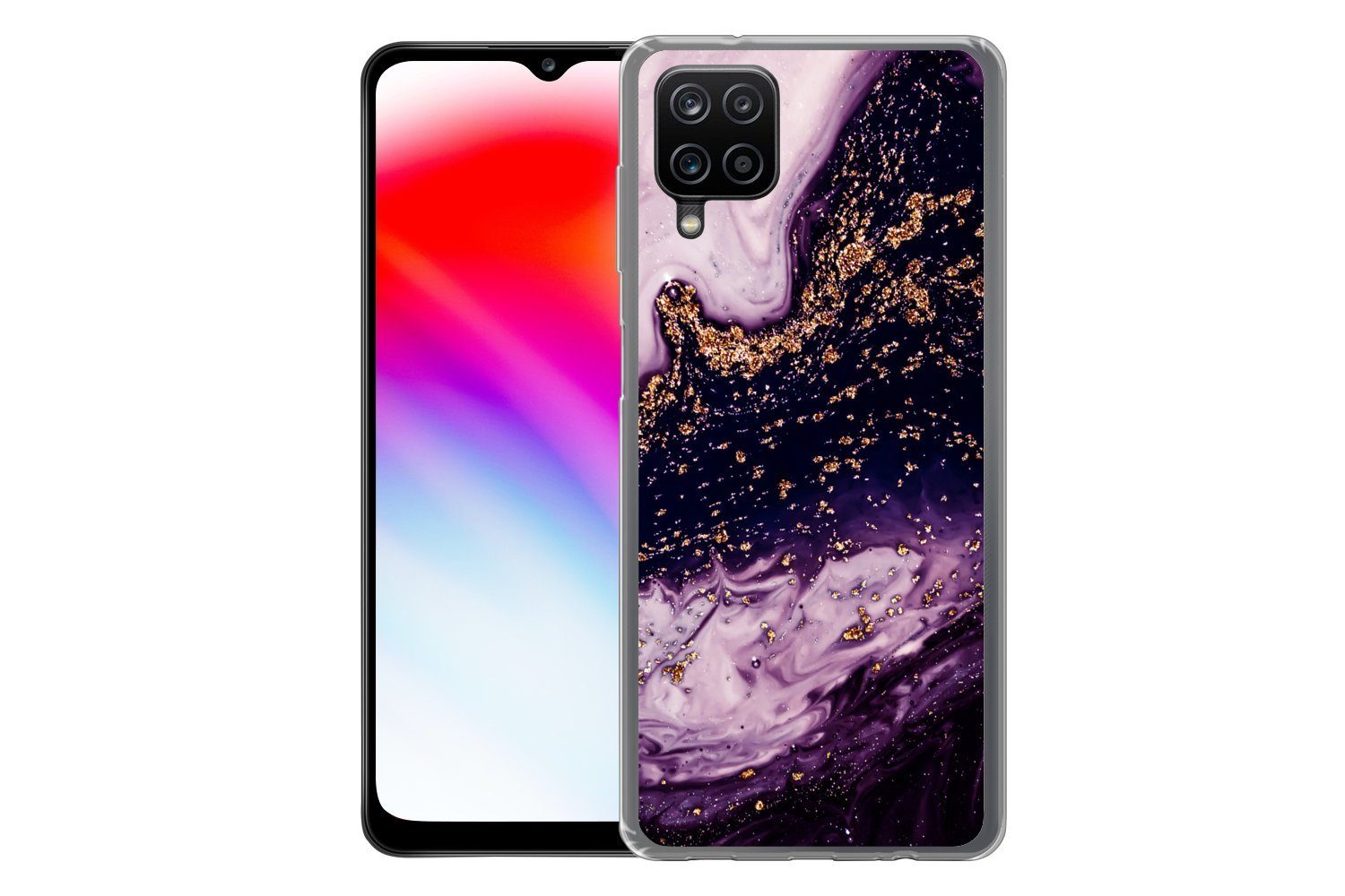 MuchoWow Handyhülle für Samsung Galaxy A12 Marmor - Gold - Naturstein, Smartphone-Bumper, Print, Handy Schutzhülle Dünn
