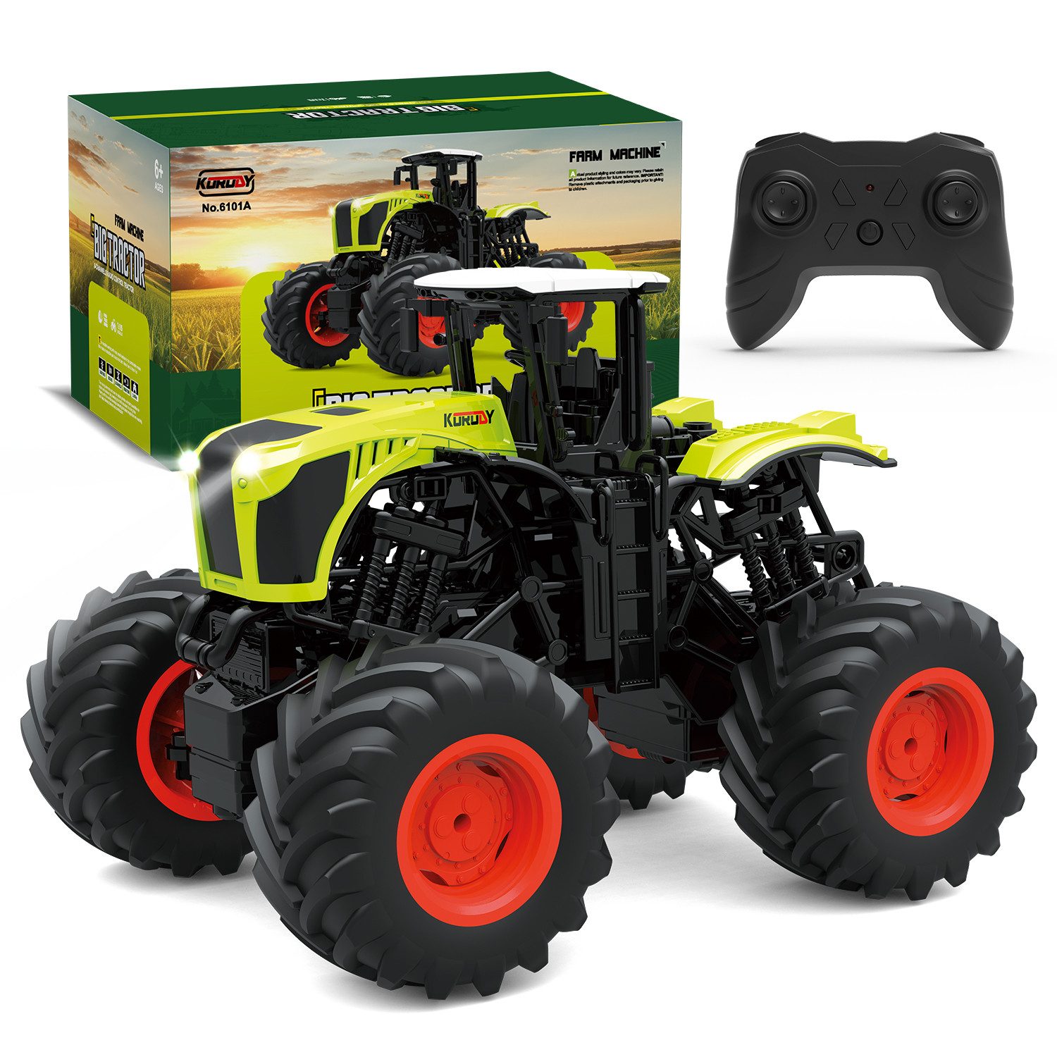 Esun RC-Traktor Ferngesteuerter Traktor Ferngesteuert ab 3 4 6 Jahre, 2,4GHz 1:16 (SET, Komplettset), 8 Kanal Traktor Spielzeug ab 3 4 6 Jahre