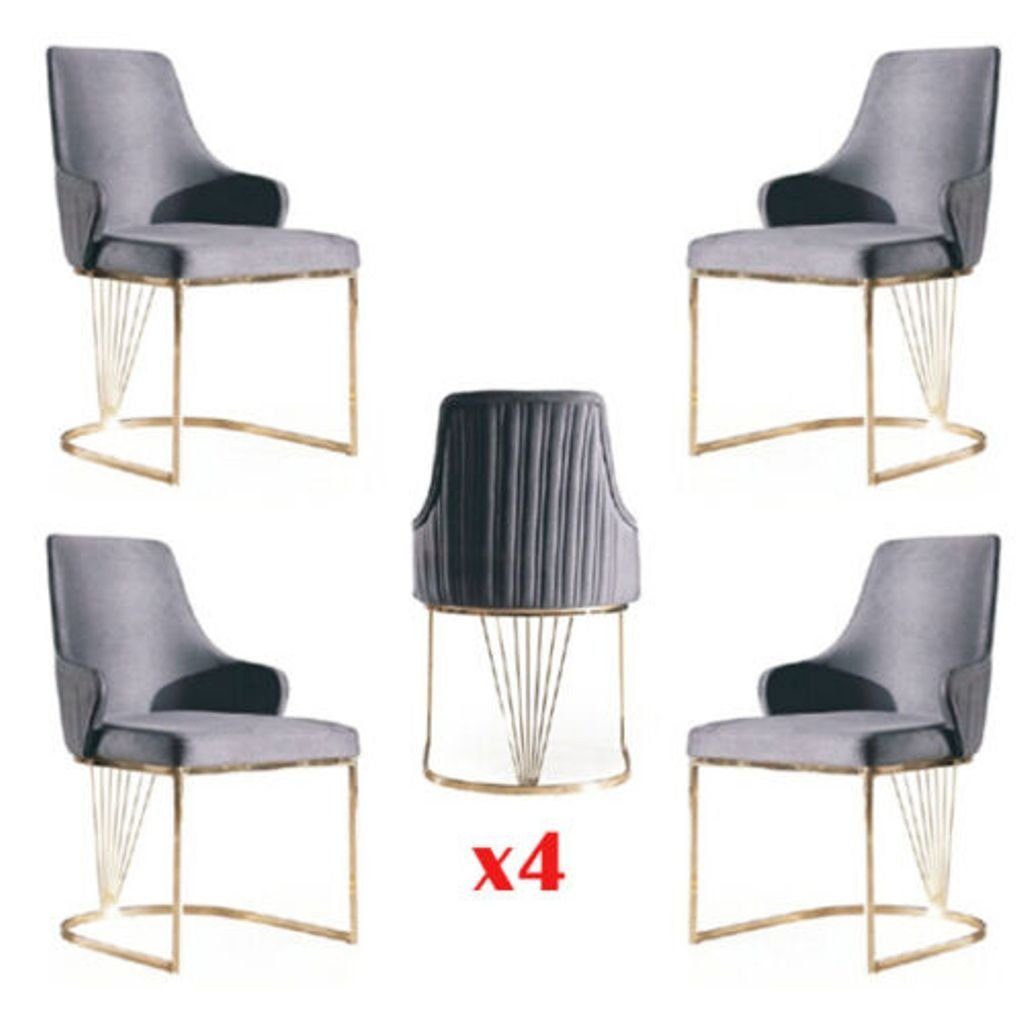 Stühle Design 4x Sessel Gruppe JVmoebel Esszimmerstuhl, Esszimmer Polster Gastro Stuhl Stoff
