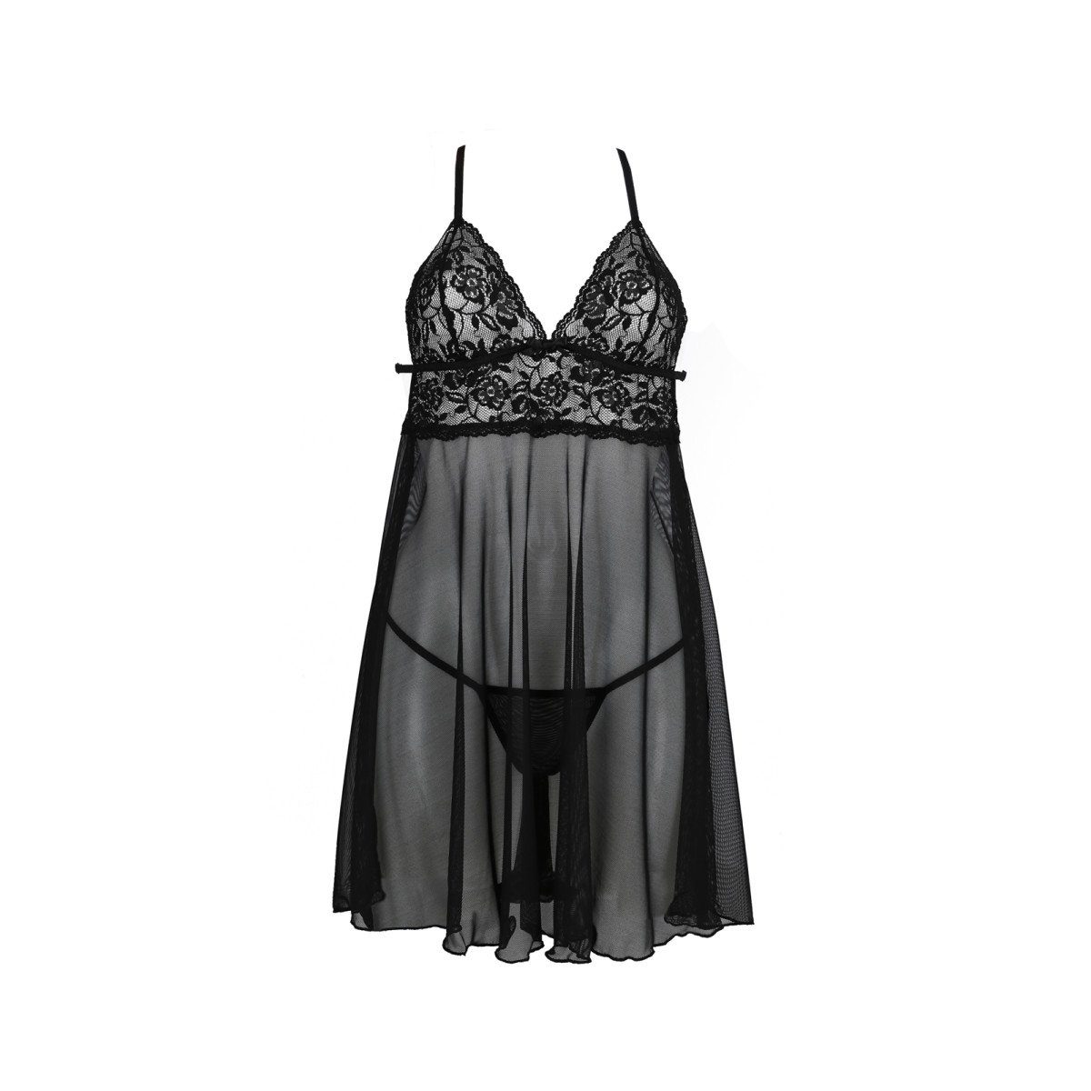(L/XL,S/M) - AV Leslie Avanua & Nachthemd chemise black thong