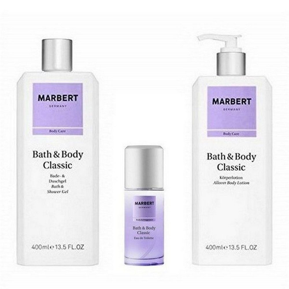 Marbert Hautreinigungs-Set Bath & Body Classic Duschgel+Body Lotion 400 ml+Eau de Toilette 50 ml