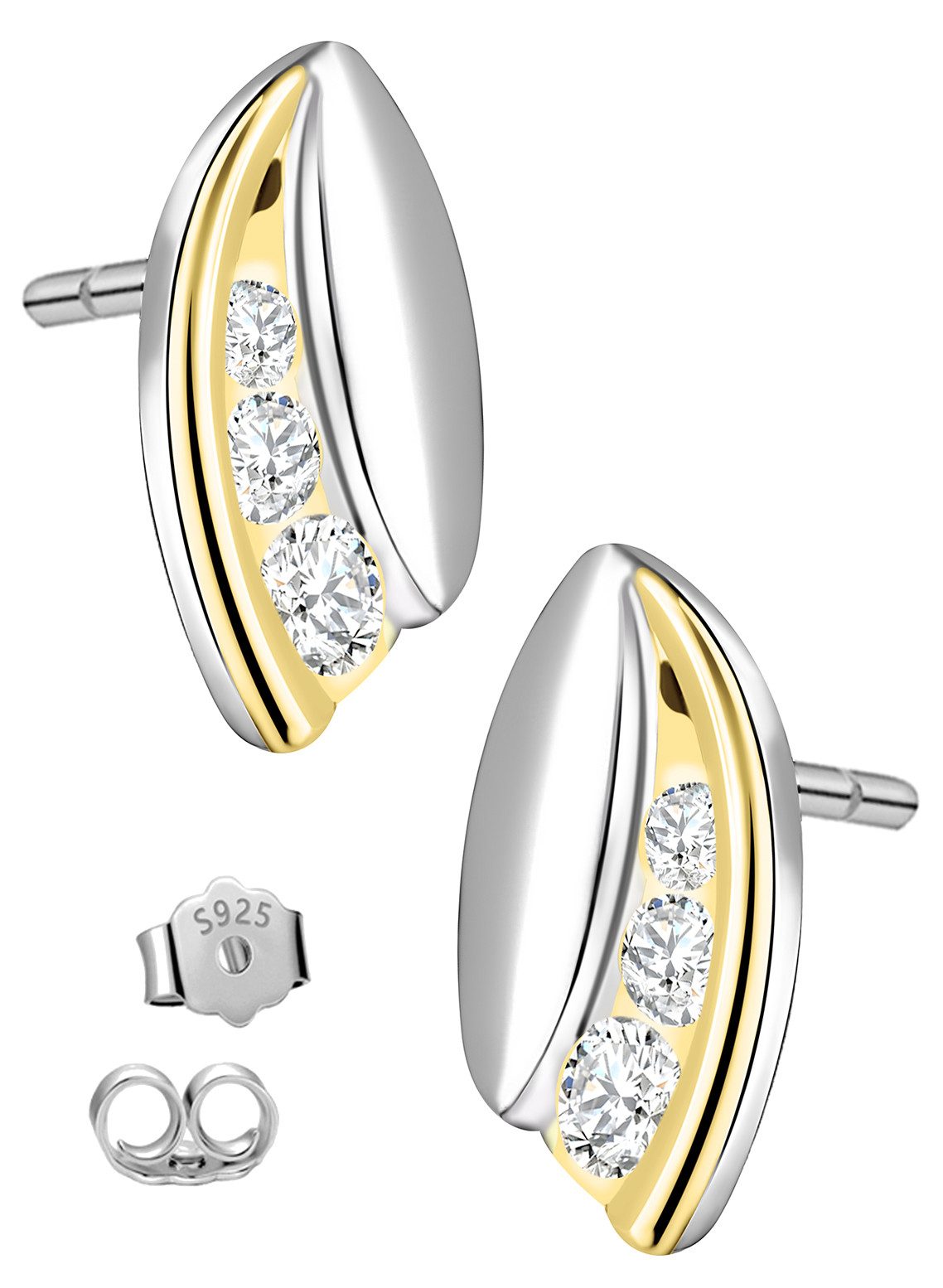 Paar Ohrstecker 925 Silber bicolor gold kleine Ohrstecker Schmuck für Damen Frauen