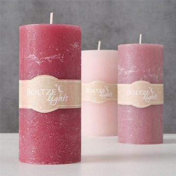 BOLTZE Stumpenkerze Basic rosa 7x15cm, Kerze Wachskerze, 1 Stück zufällige Farbe
