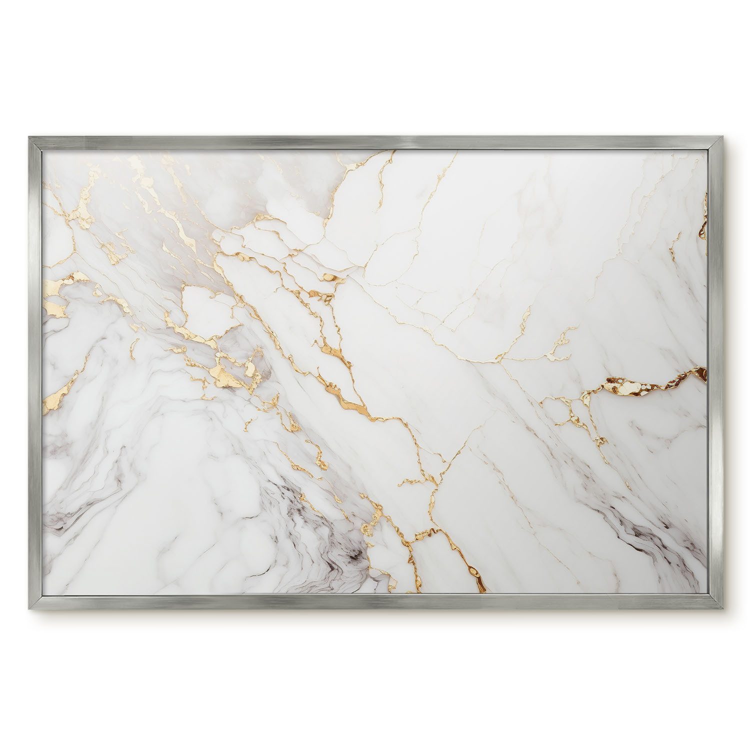 Tulup Magnettafel Dekorative Magnettafel mit Rahmen für Küche und Wohnzimmer, Eleganter Marmor, Weiß